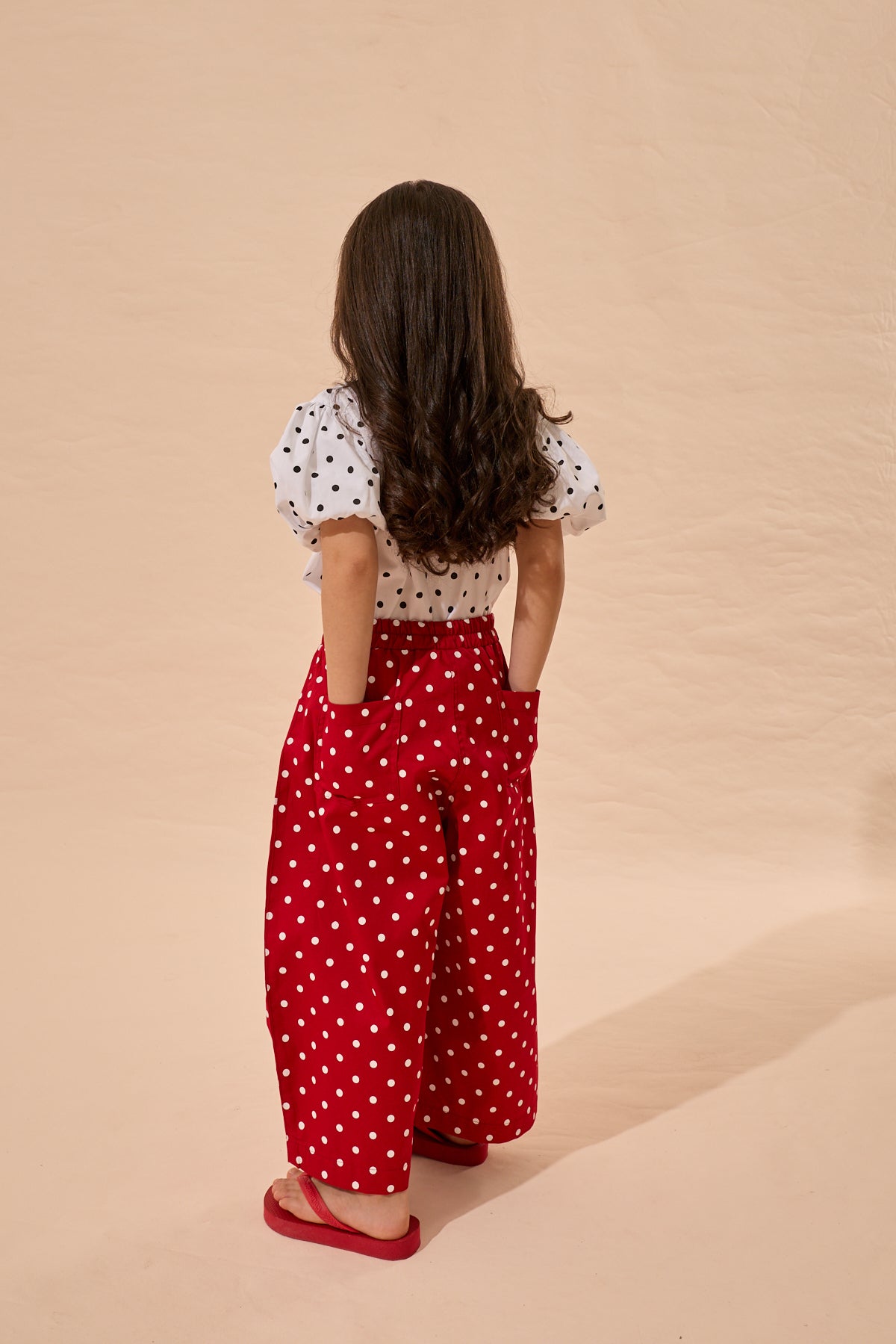 Puantiye Barrel Pantolon Kırmızı