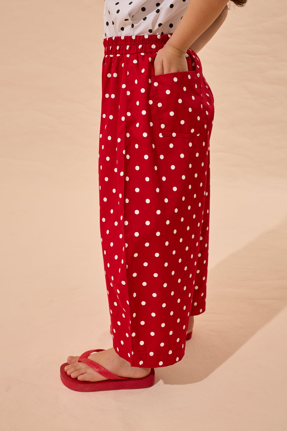 Puantiye Barrel Pantolon Kırmızı
