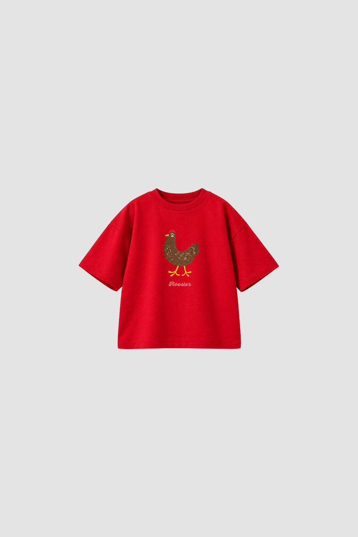Roaster Baskı Oversize Pamuk Tişört Kırmızı - Fahhar Kids