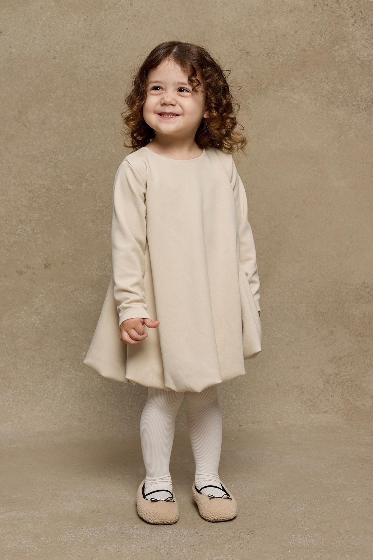 Soft Modal Balon Elbise Taş