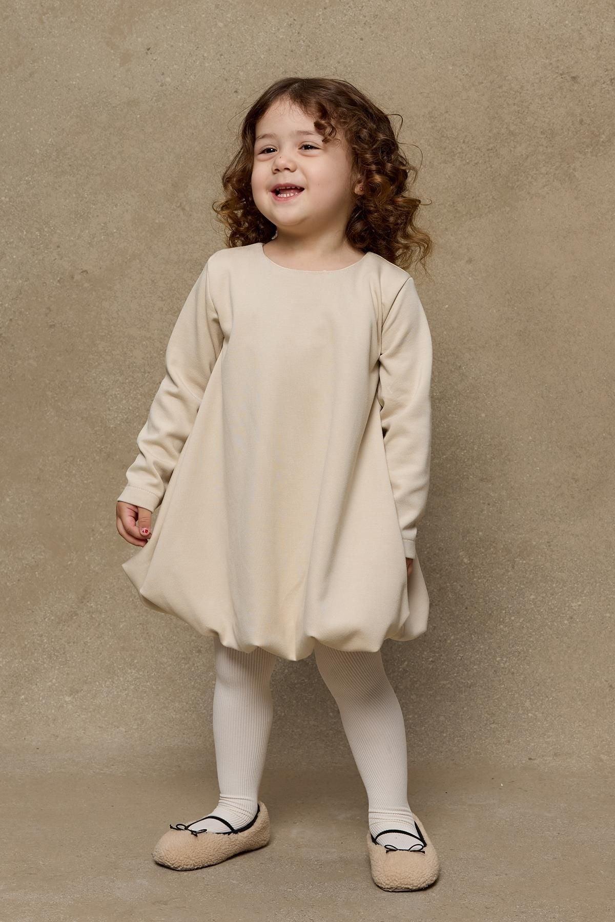 Soft Modal Balon Elbise Taş