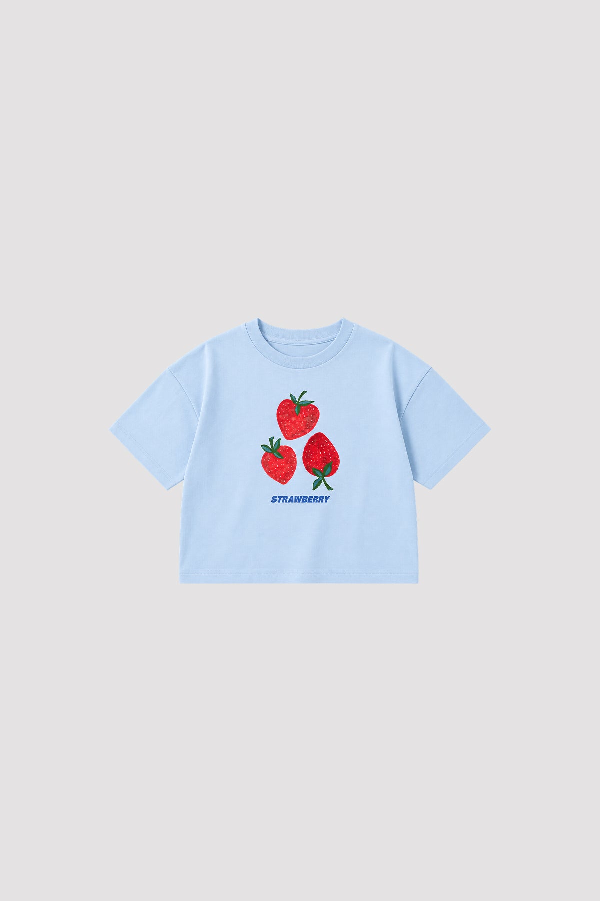 Strawberry Baskı Oversize Pamuk Tişört Mavi