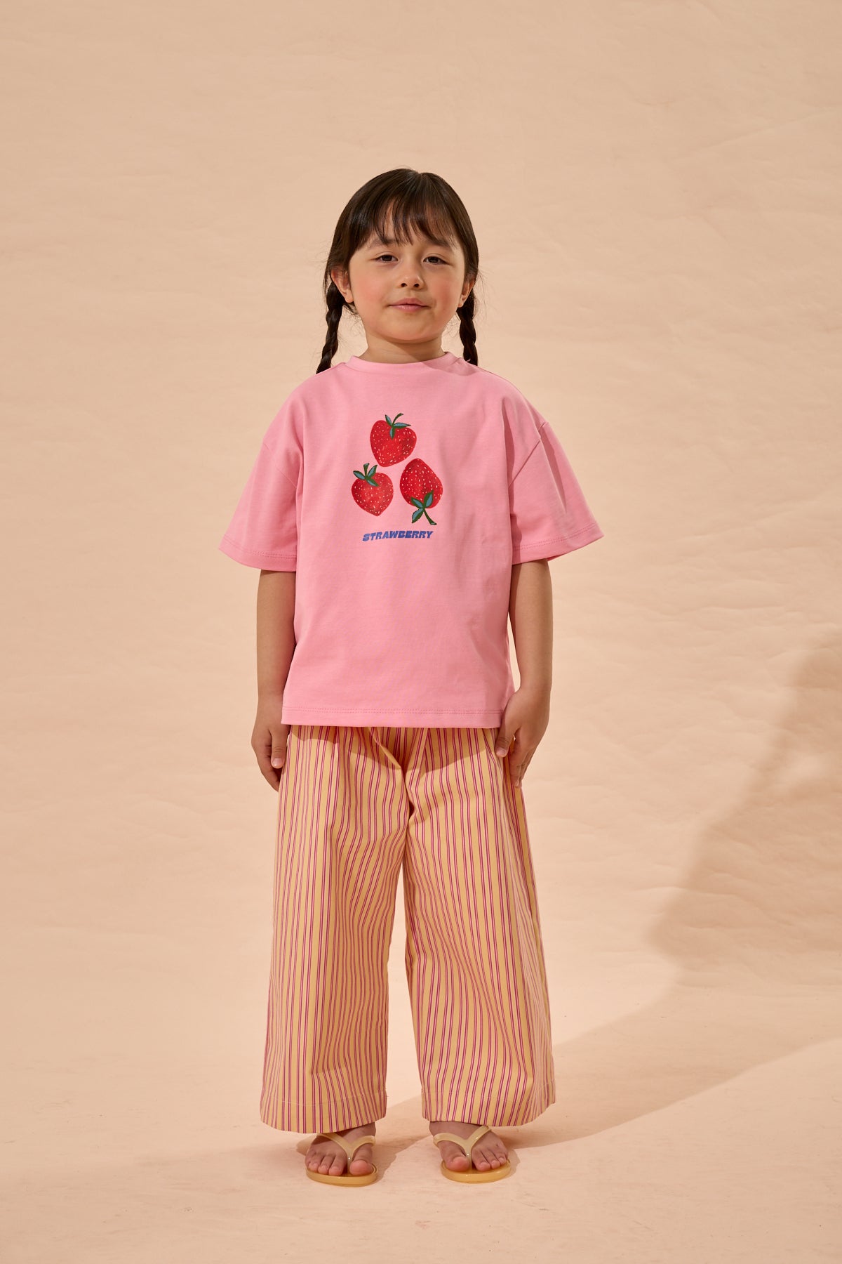 Strawberry Baskı Oversize Pamuk Tişört Pembe