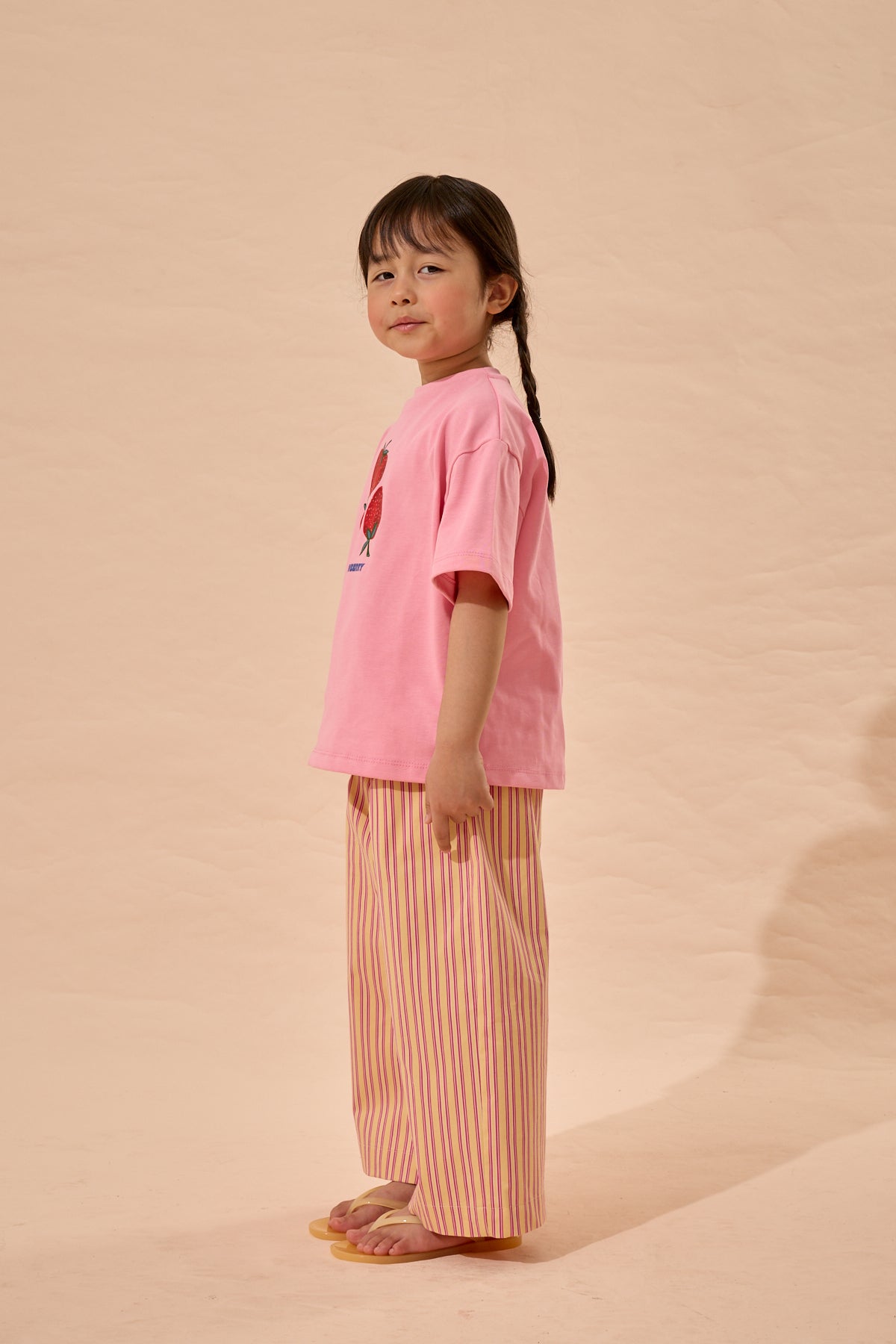 Strawberry Baskı Oversize Pamuk Tişört Pembe