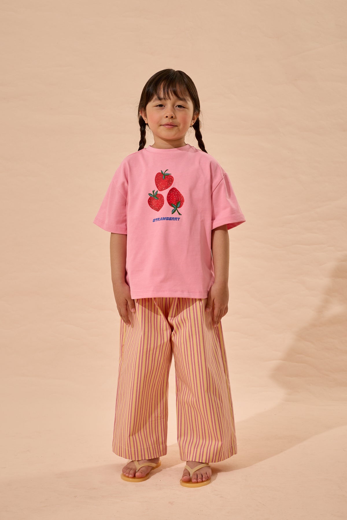 Strawberry Baskı Oversize Pamuk Tişört Pembe