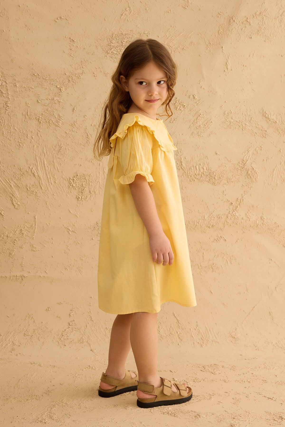 Tavşan Kulaklı Elbise Sarı