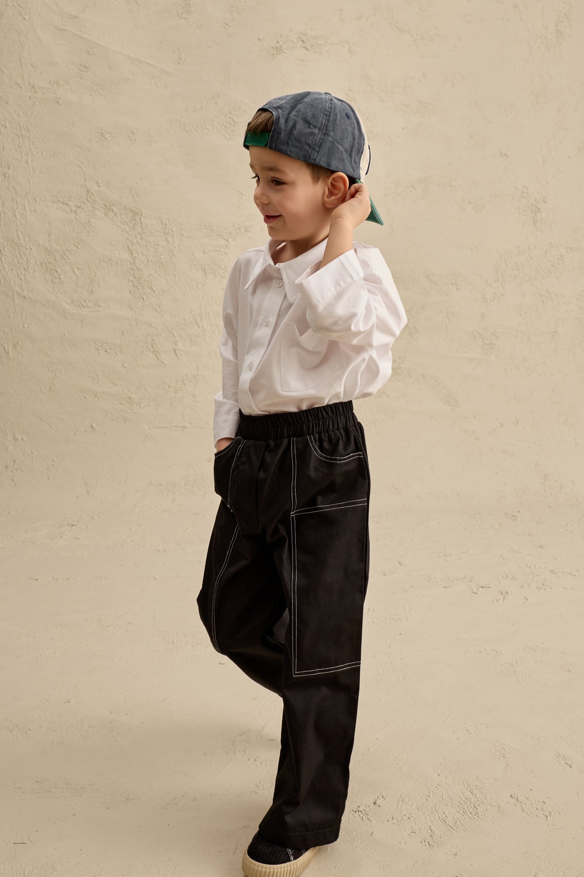 Uzun Cepli Kanvas Pantolon Siyah