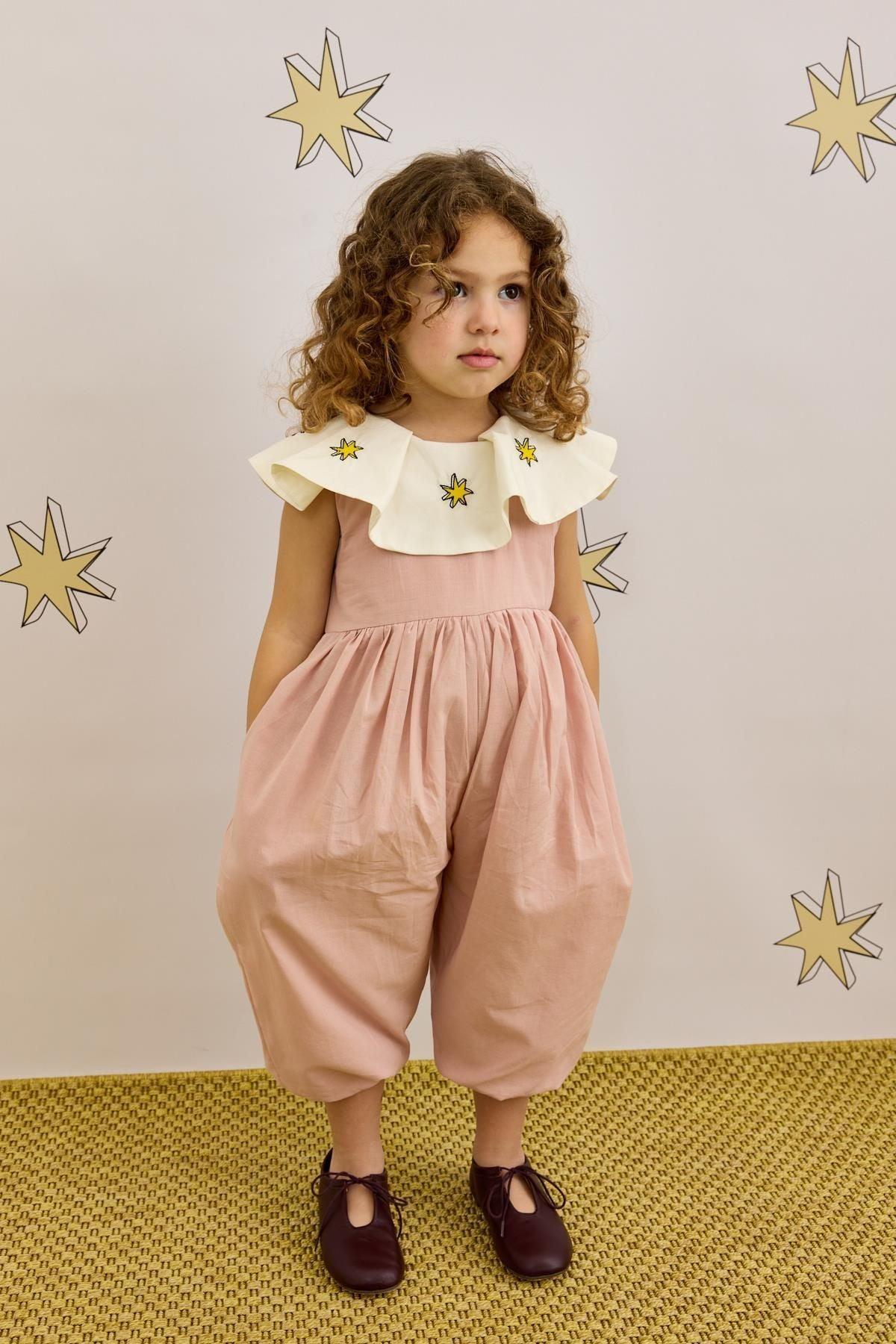 Yakalı Balon Tulum Pembe