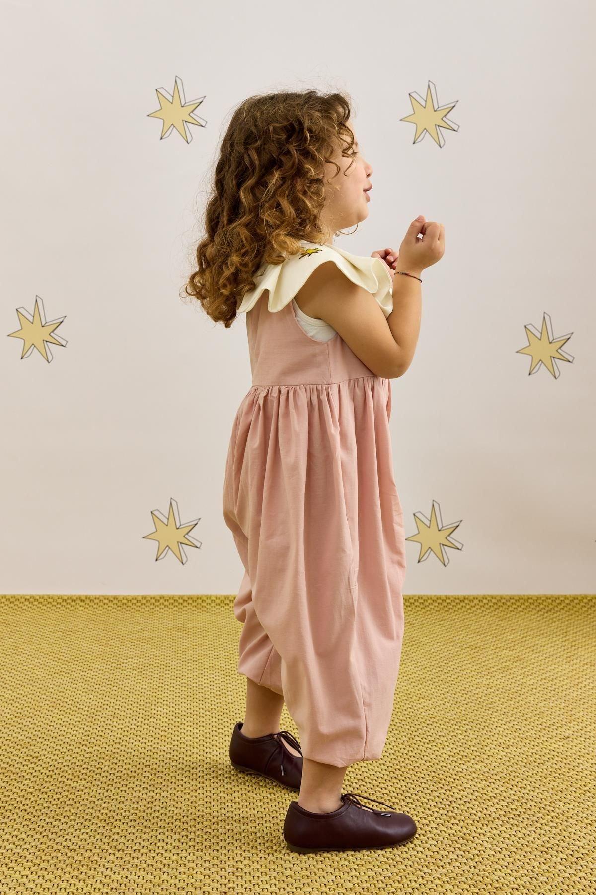 Yakalı Balon Tulum Pembe