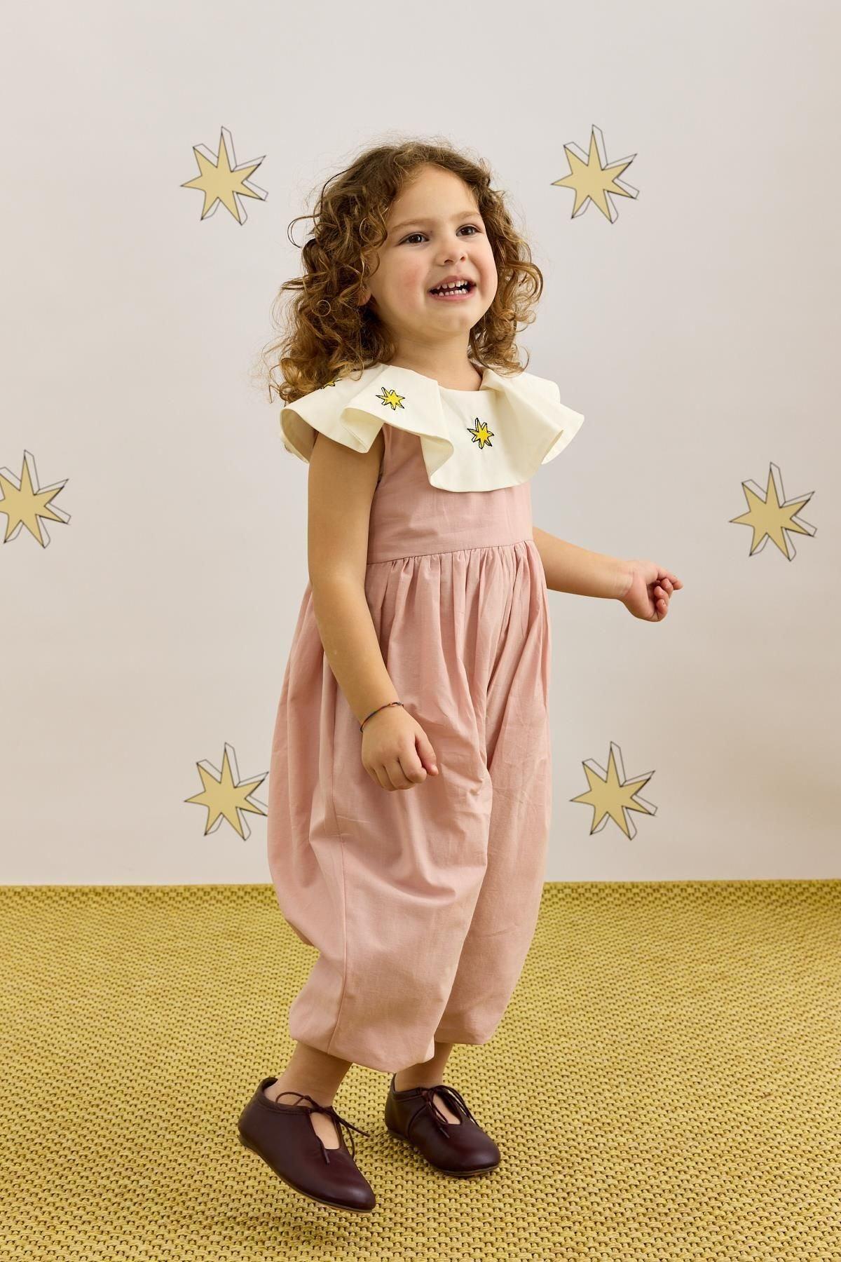 Collared Balloon Jumpsuit Pink