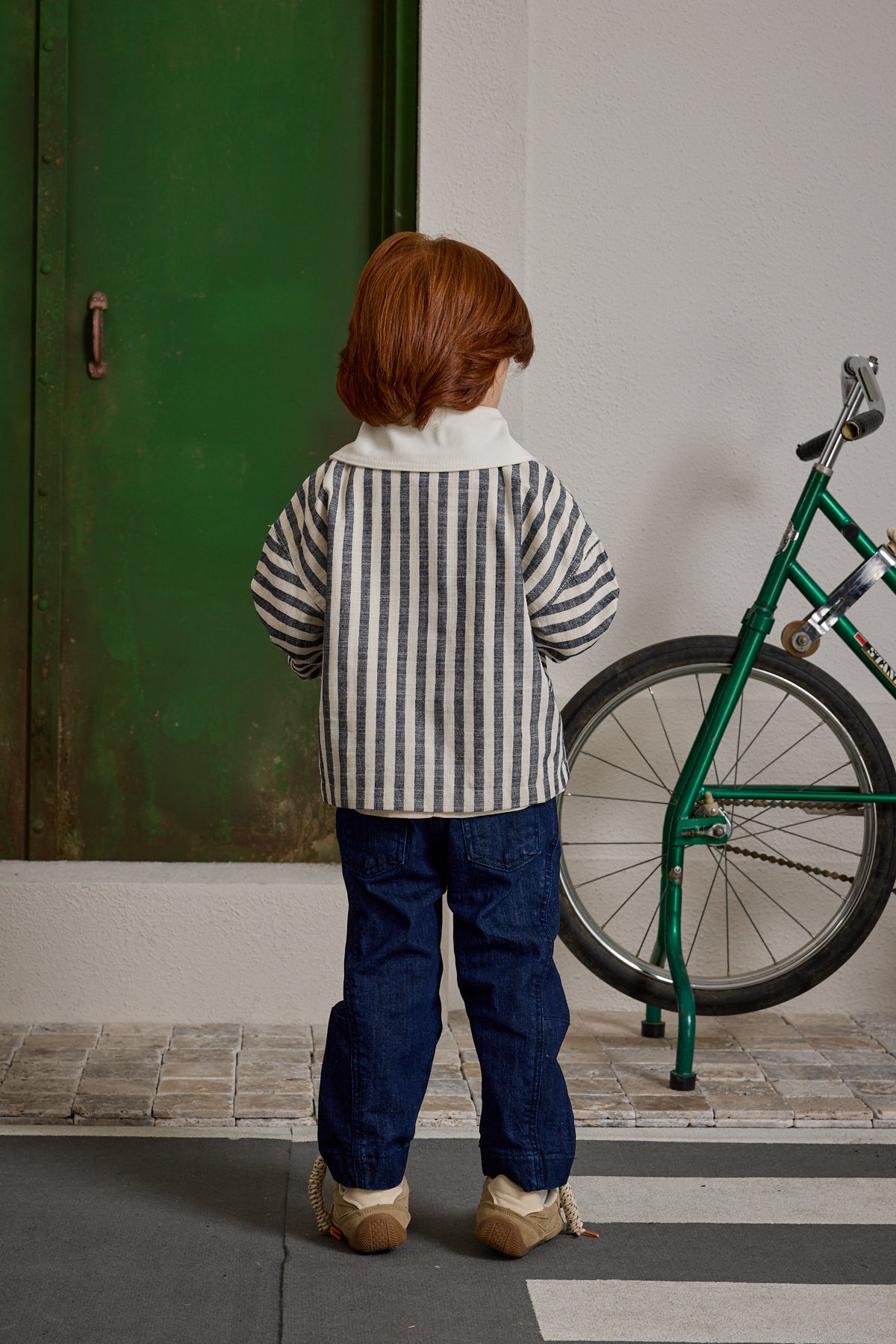 Yakalı Çizgili Ceket Lacivert