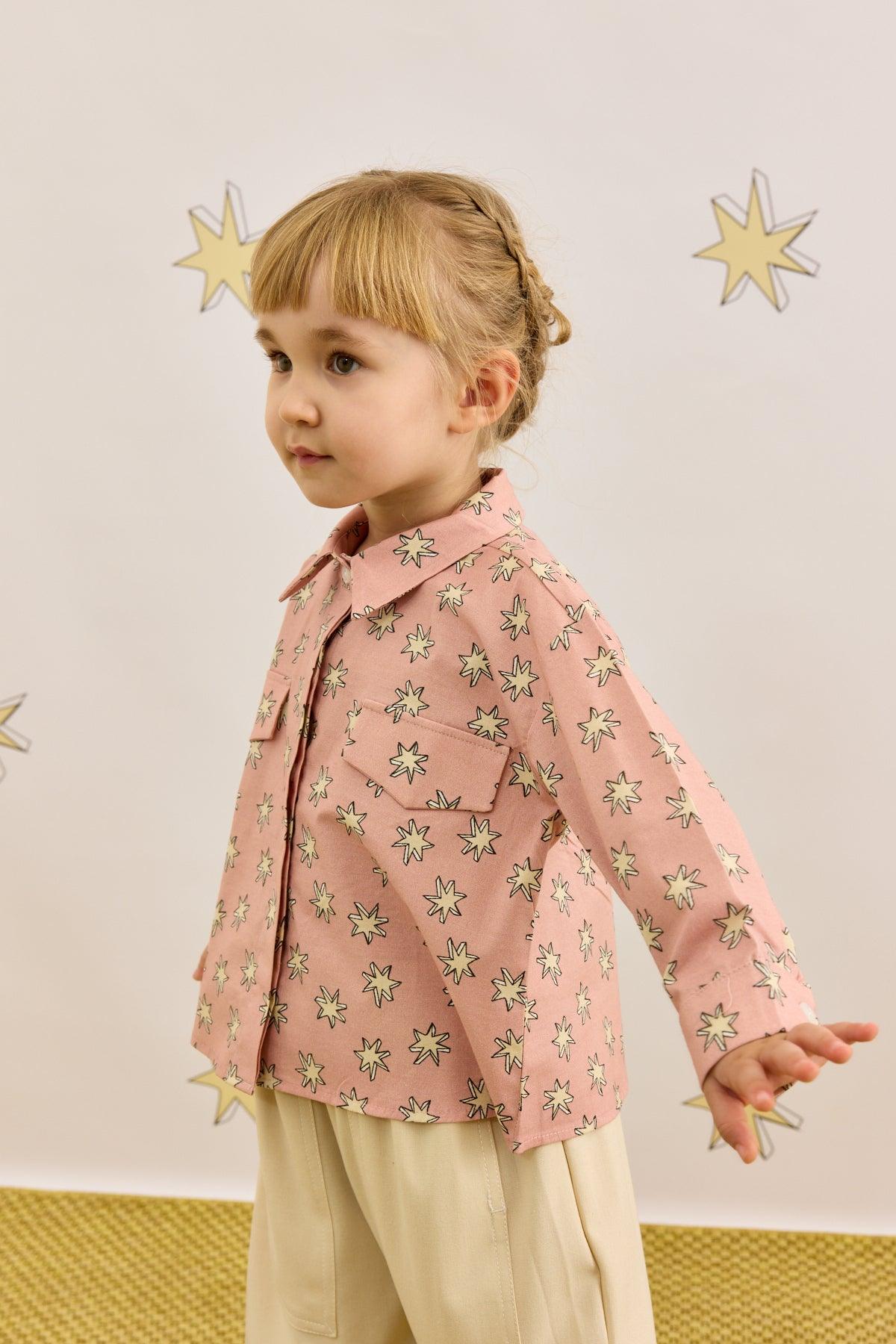 Yıldız Desen Gömlek Pembe