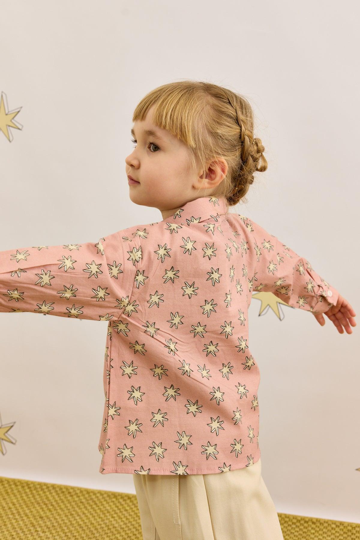 Yıldız Desen Gömlek Pembe