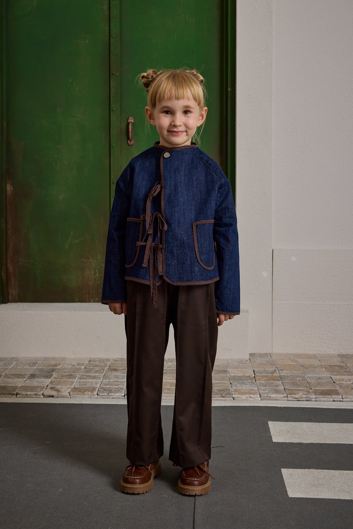 Bağcıklı Denim Ceket Koyu Mavi