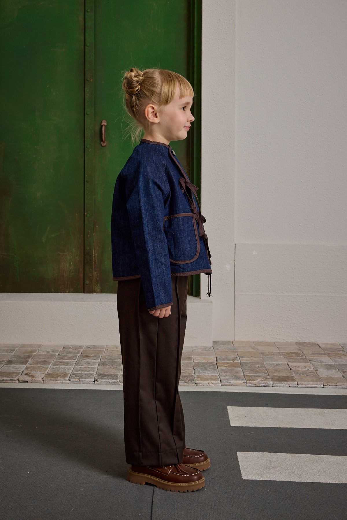 Bağcıklı Denim Ceket Koyu Mavi