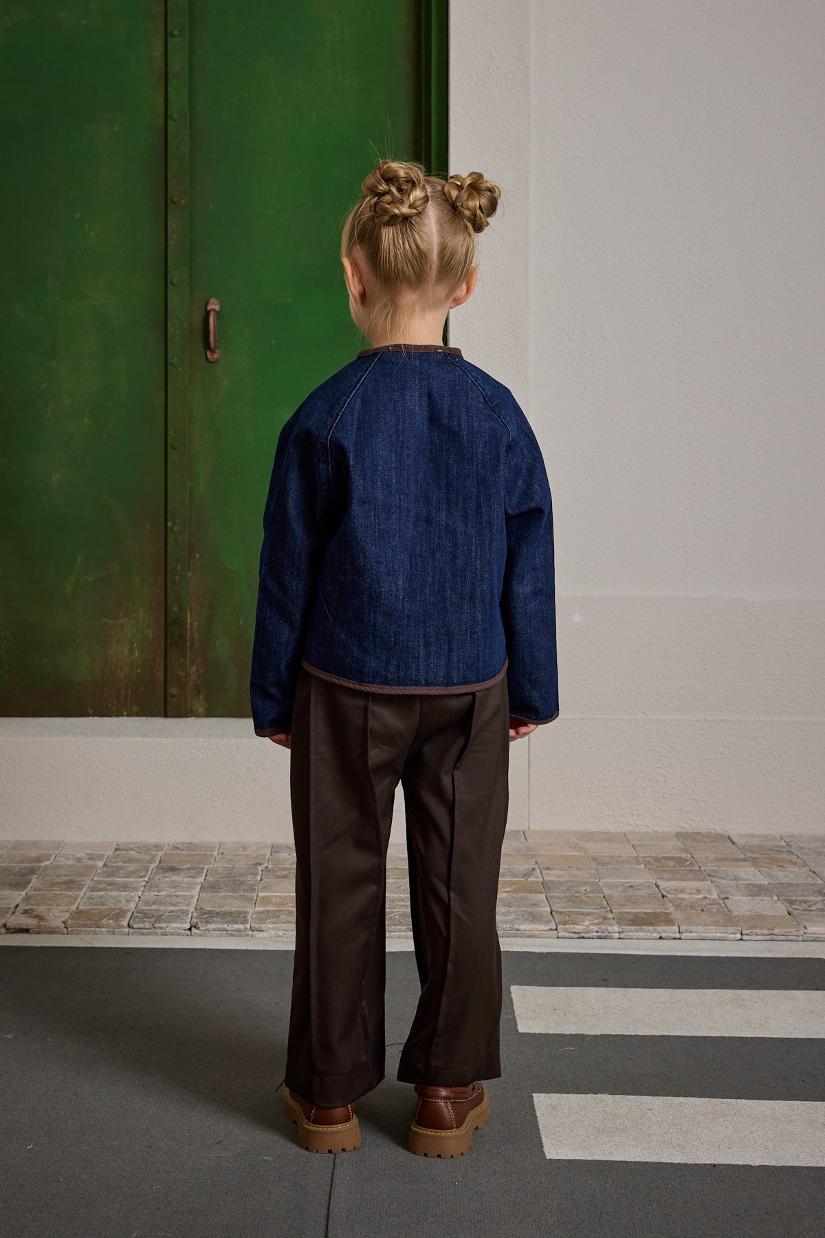 Bağcıklı Denim Ceket Koyu Mavi