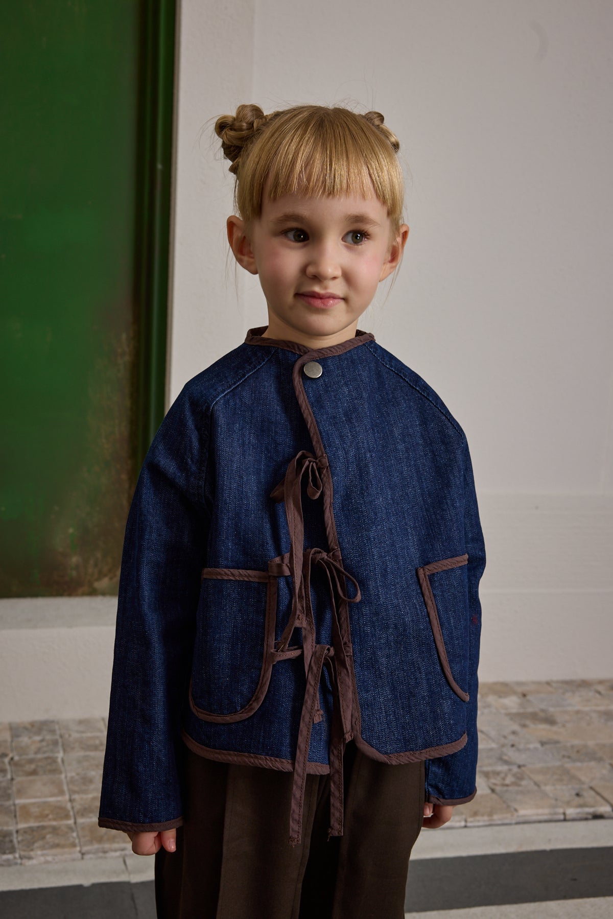 Bağcıklı Denim Ceket Koyu Mavi