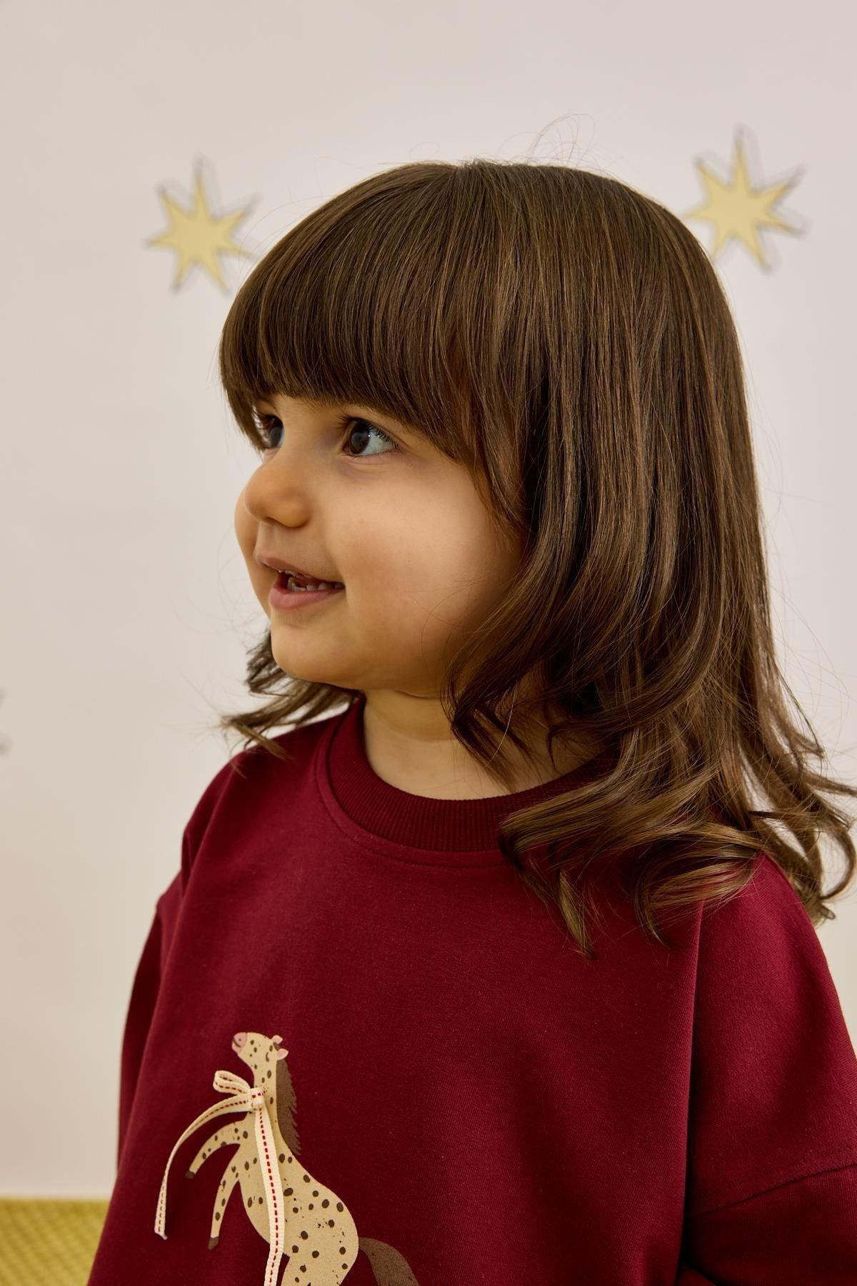 Baskılı Sweatshirt Takım Bordo