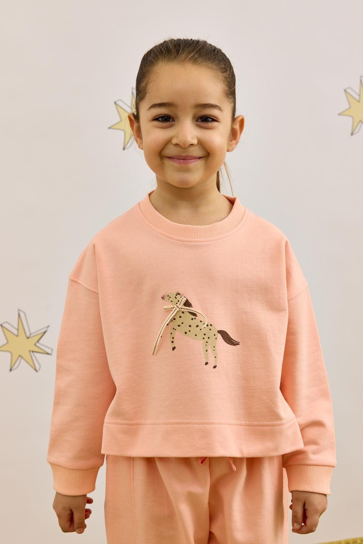Baskılı Sweatshirt Takım Pembe