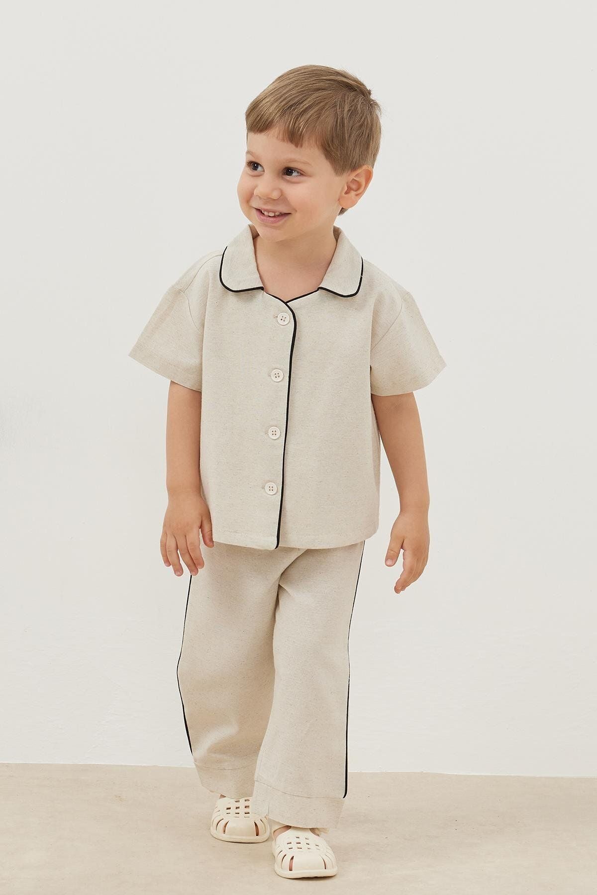 Biyeli Keten Takım Bej