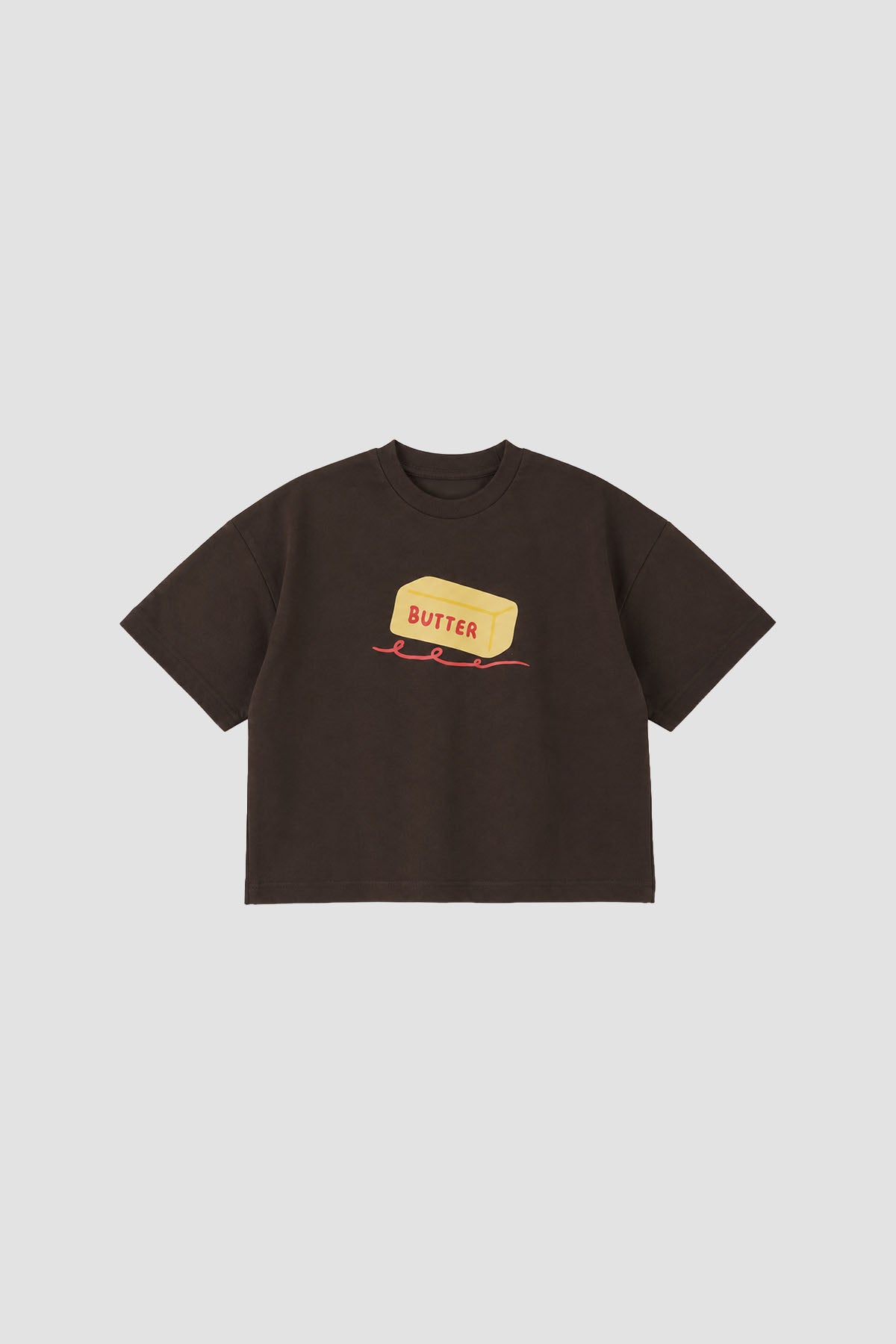 Butter Baskı Oversize Pamuk Tişört Kahverengi