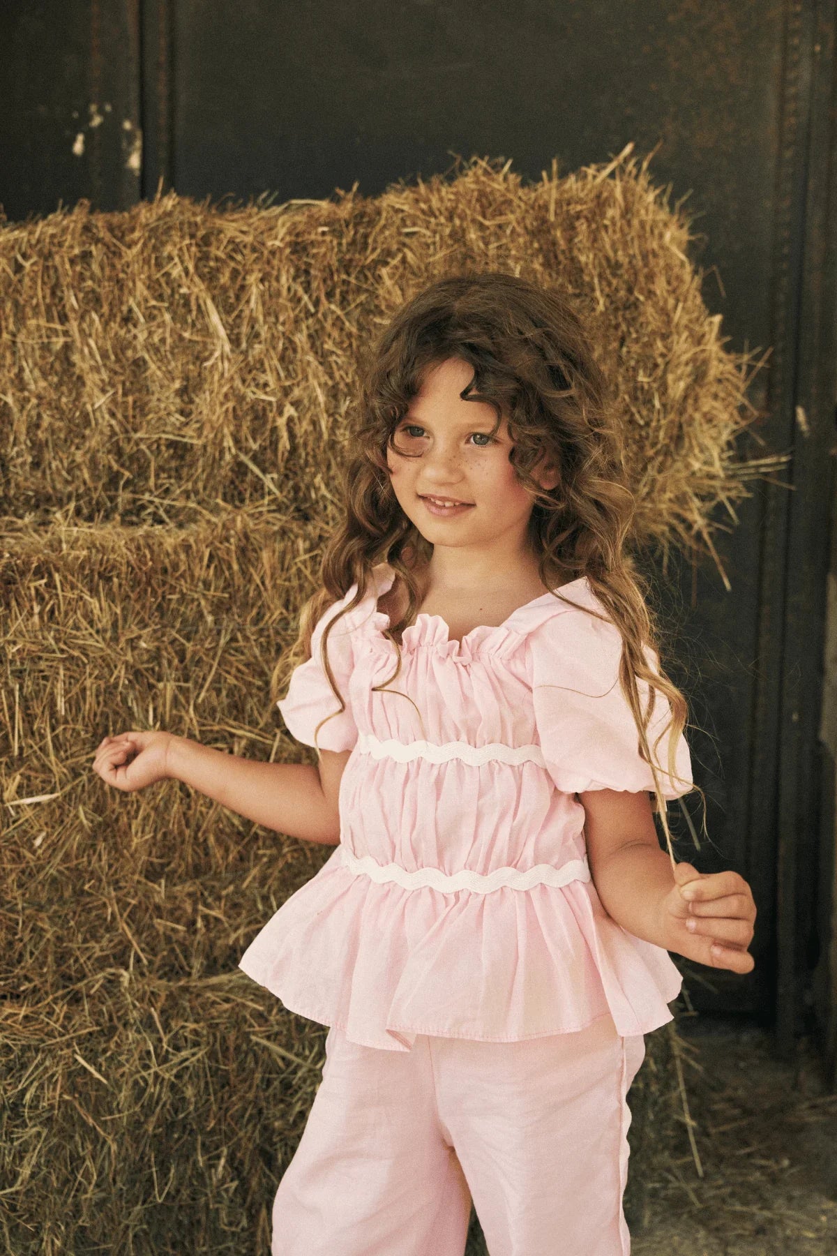 Pleated Cotton Suit Light Pink