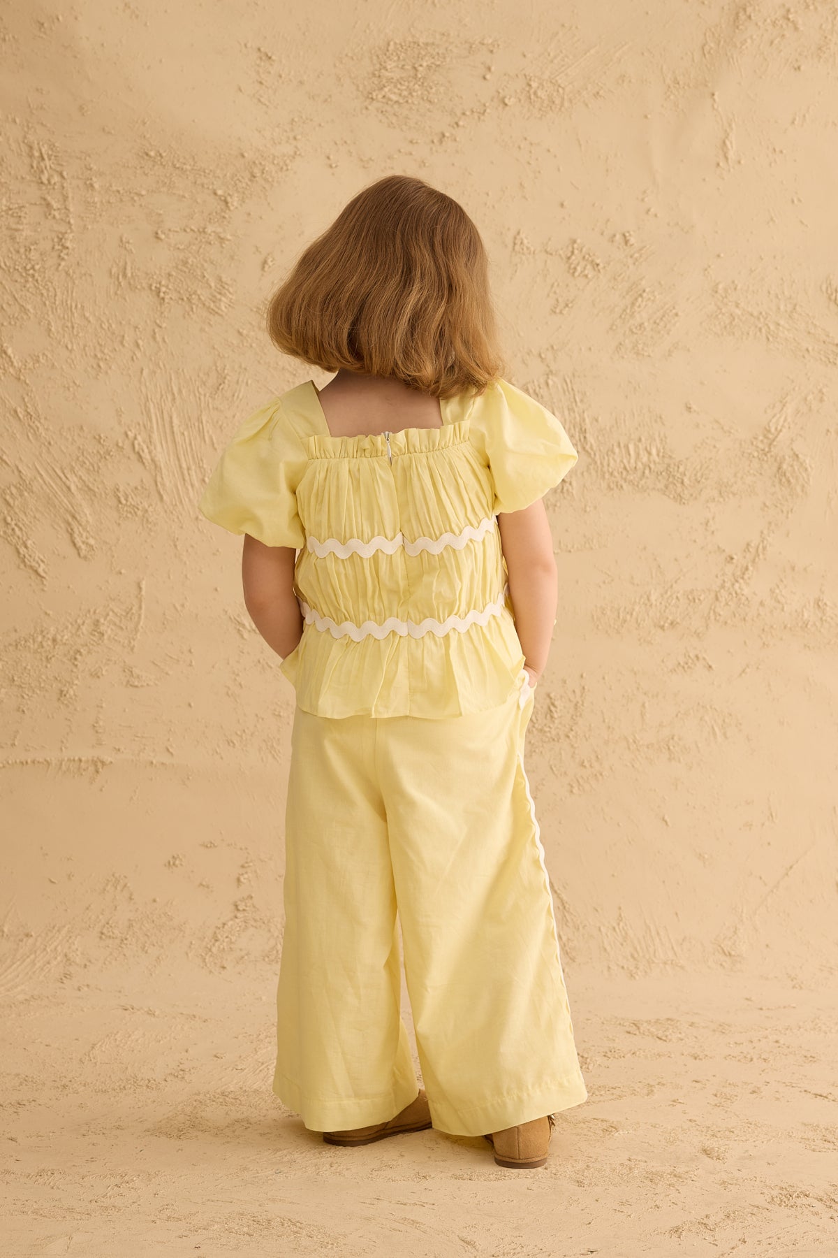 Pleated Cotton Suit Yellow