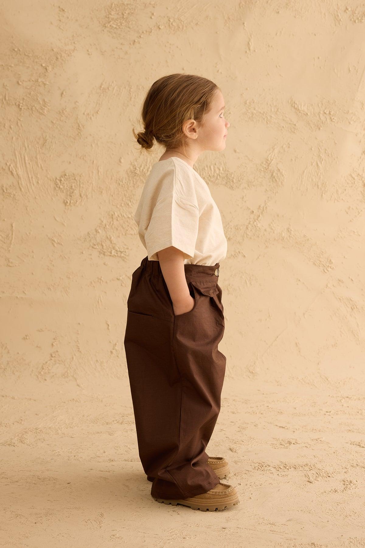 Cep Detaylı Baggy Pantolon Kahverengi