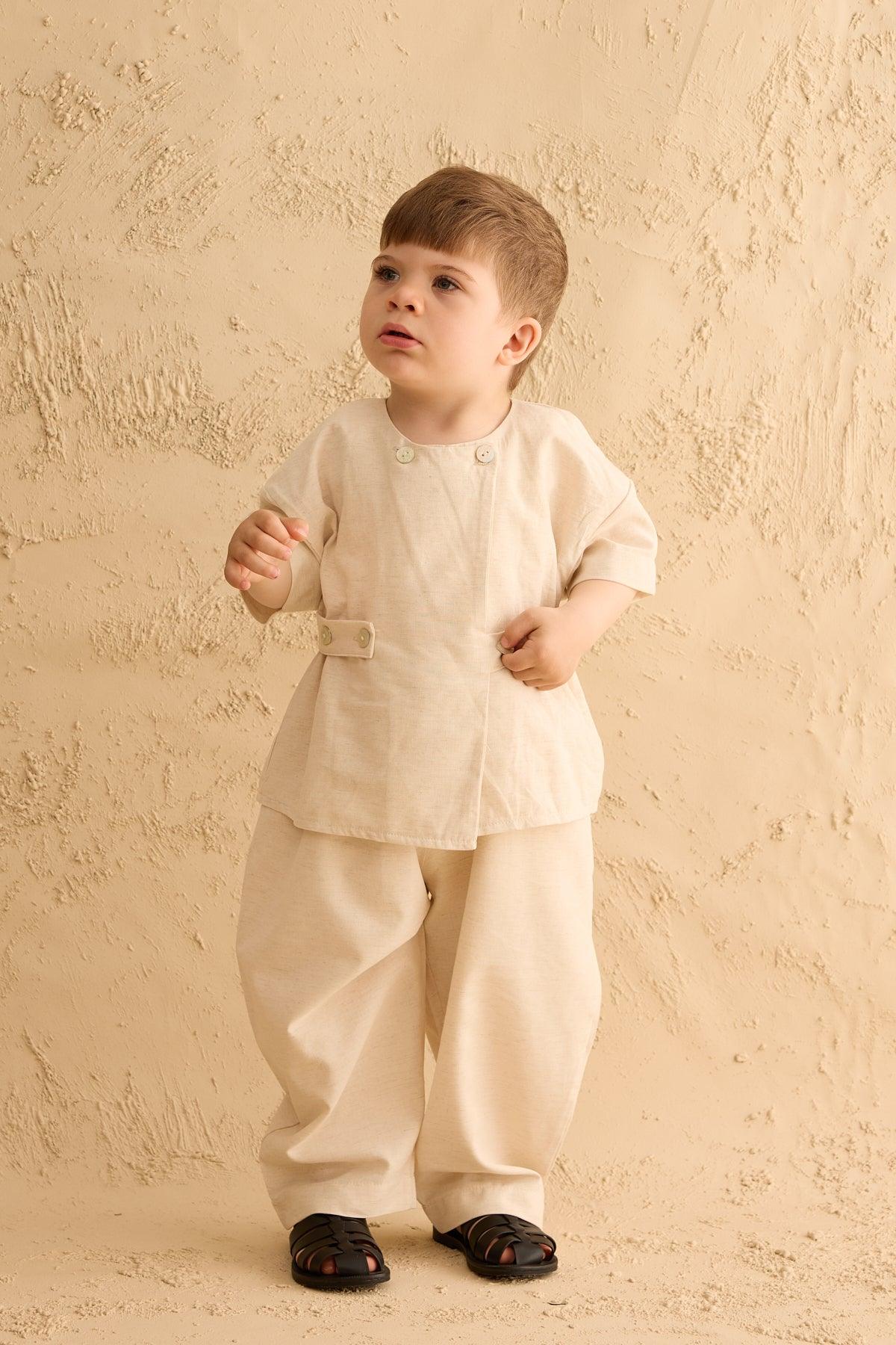 Çift Düğmeli Pantolon Takım Naturel