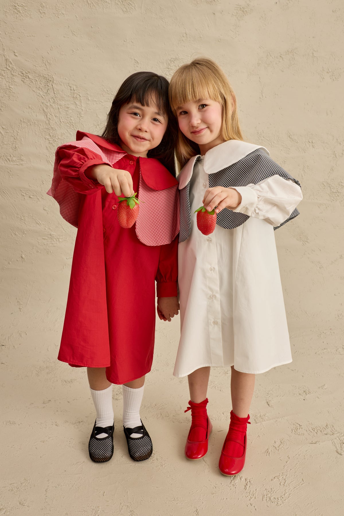 Çift Pötikare Yakalı Elbise Kırmızı