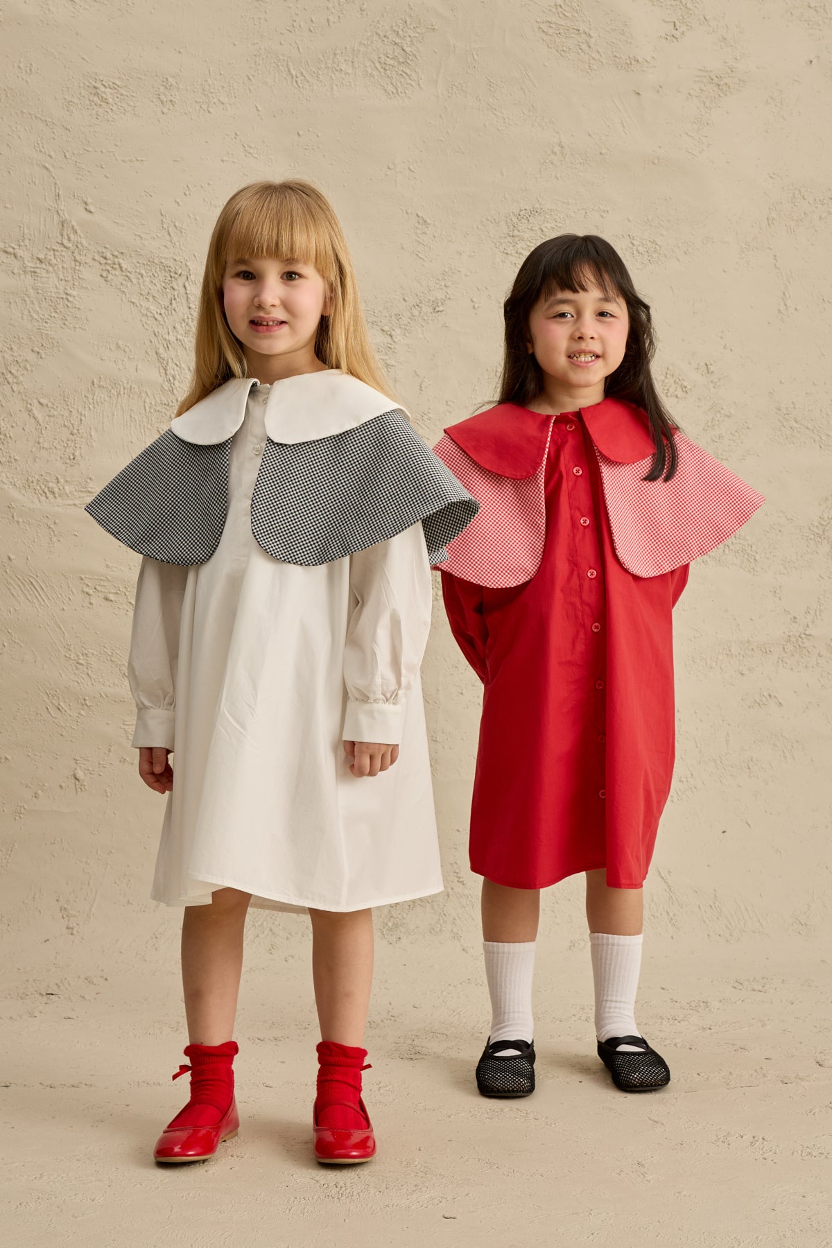 Çift Pötikare Yakalı Elbise Kırmızı