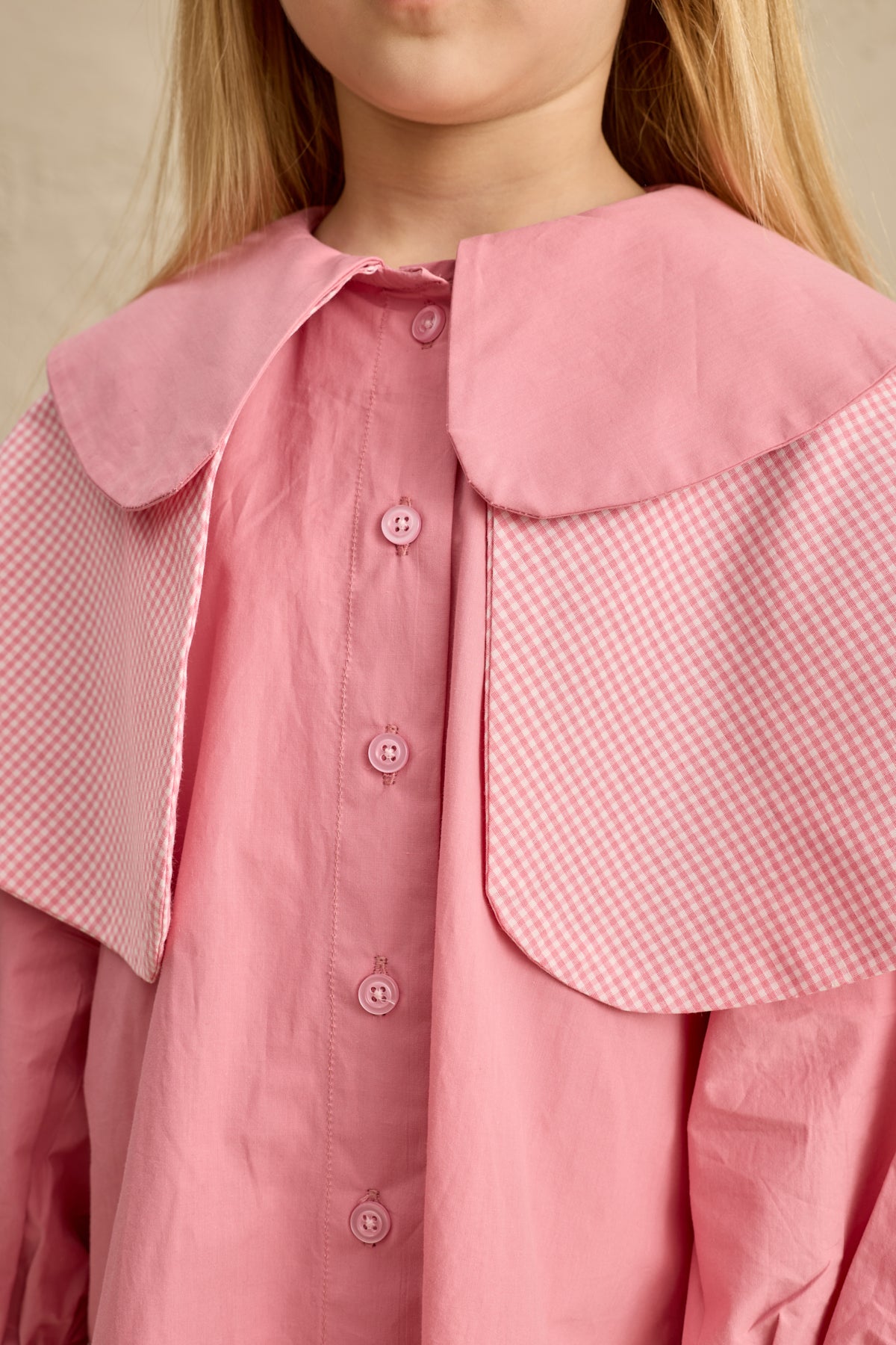 Çift Pötikare Yakalı Elbise Pembe