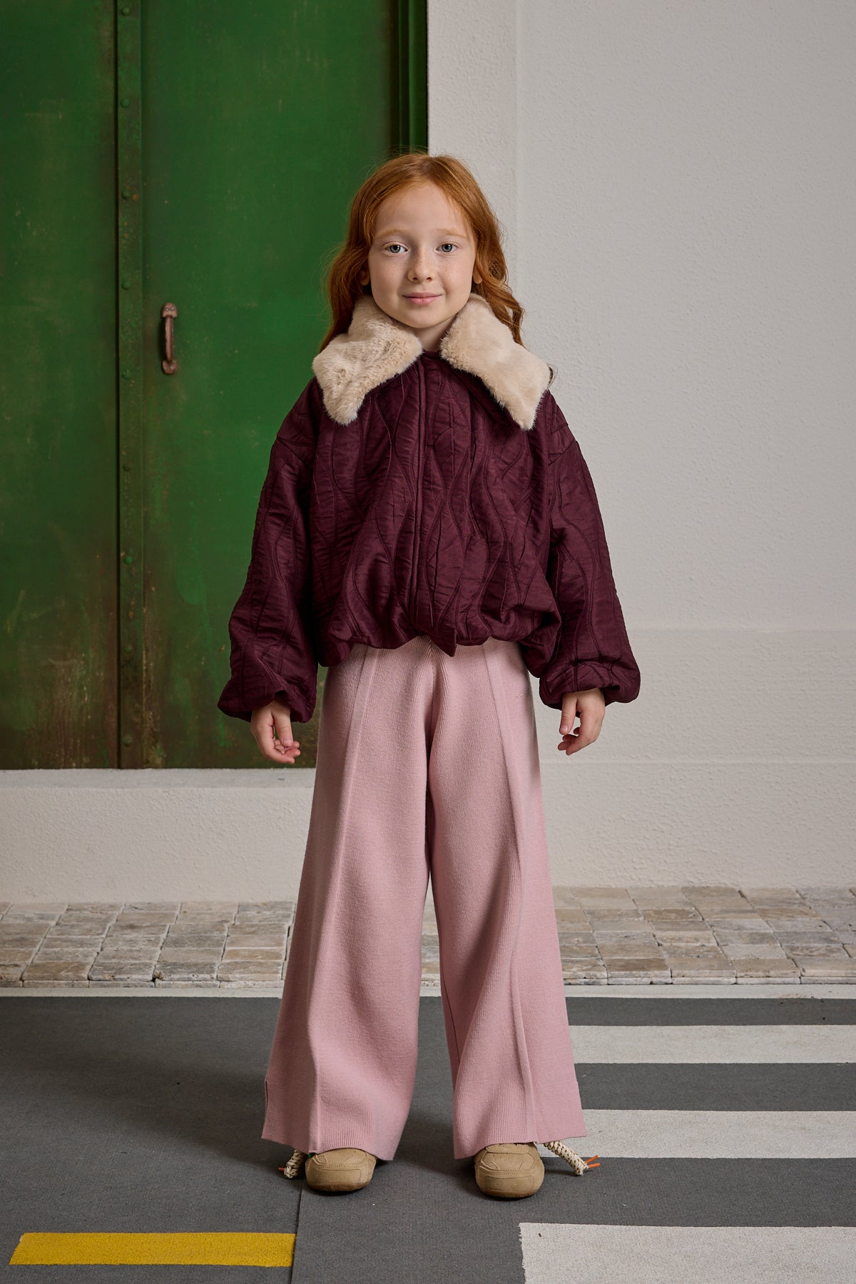 Çıkarılabilir Kürk Yakalı Mont Bordo