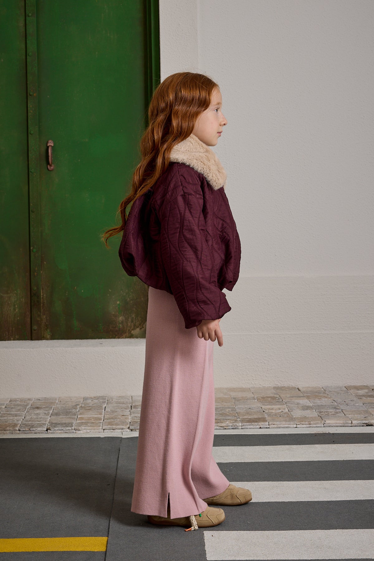 Çıkarılabilir Kürk Yakalı Mont Bordo