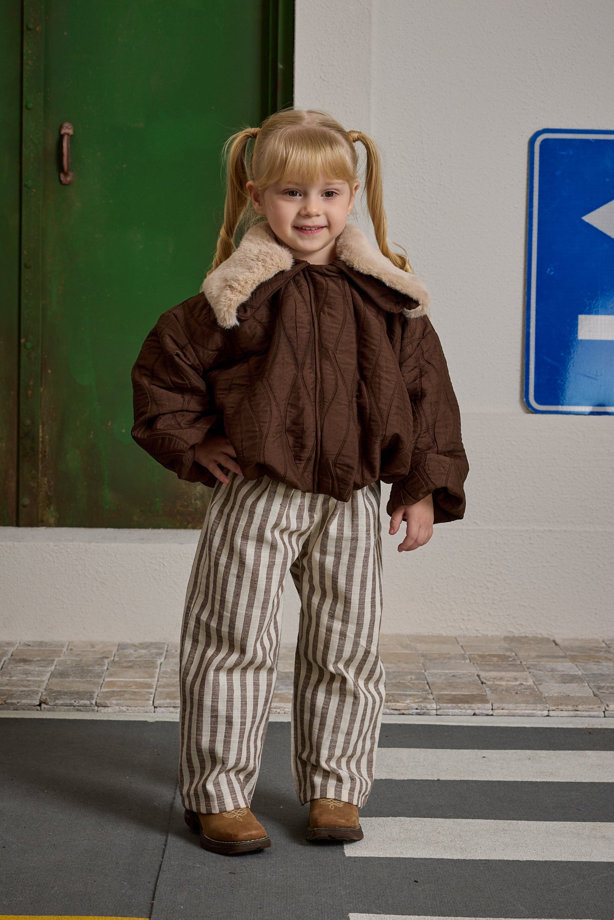 Çıkarılabilir Kürk Yakalı Mont Kahverengi