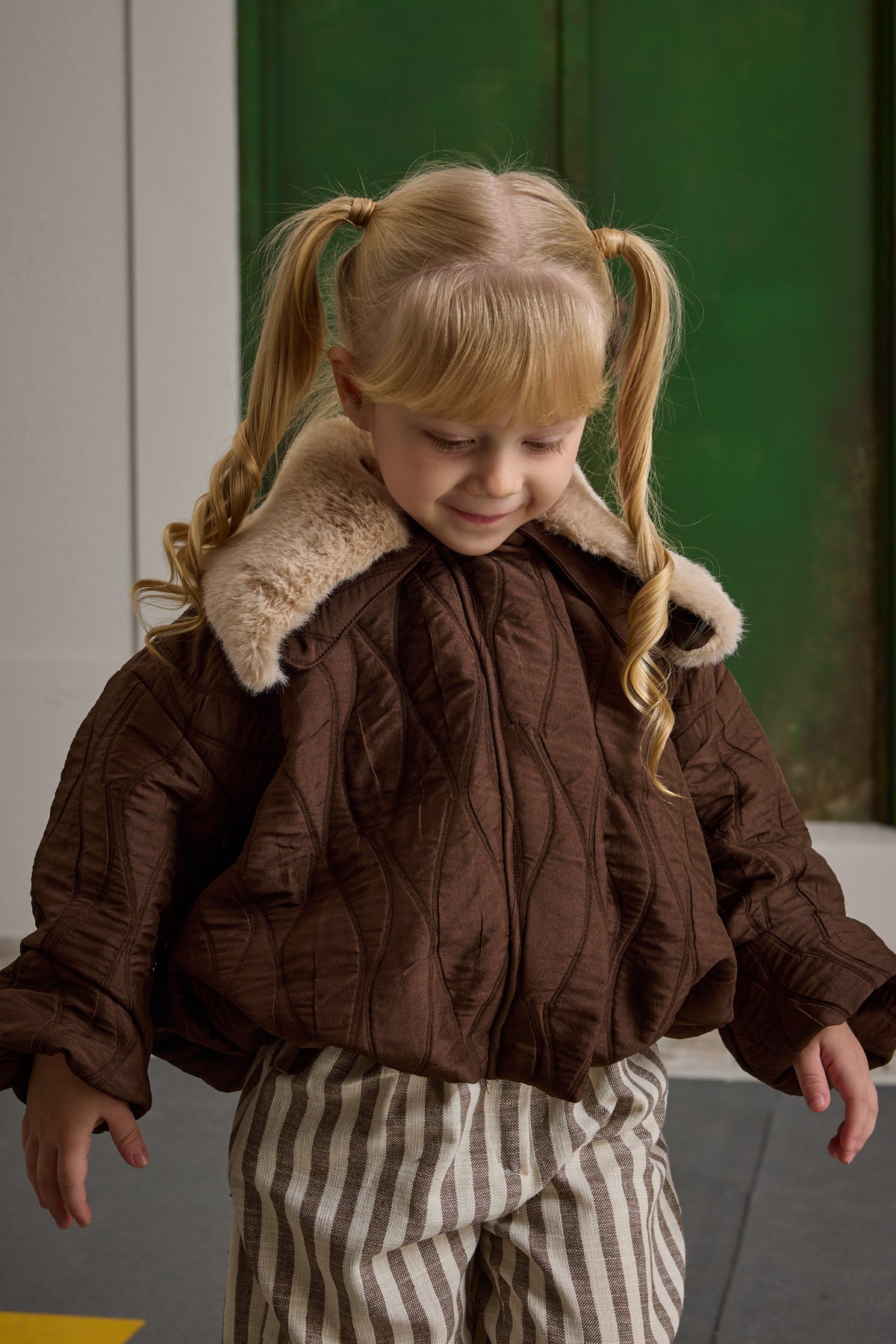 Çıkarılabilir Kürk Yakalı Mont Kahverengi