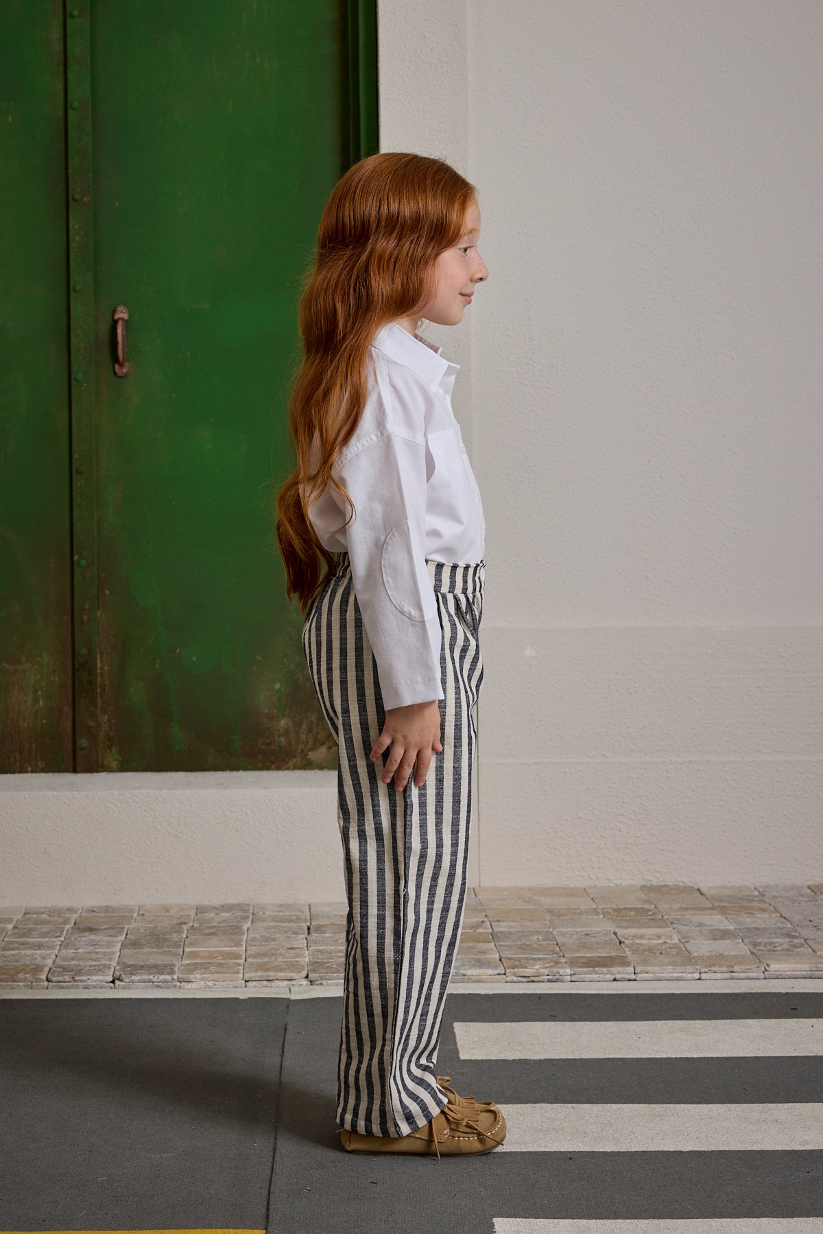 Çizgili Palazzo Pantolon Lacivert