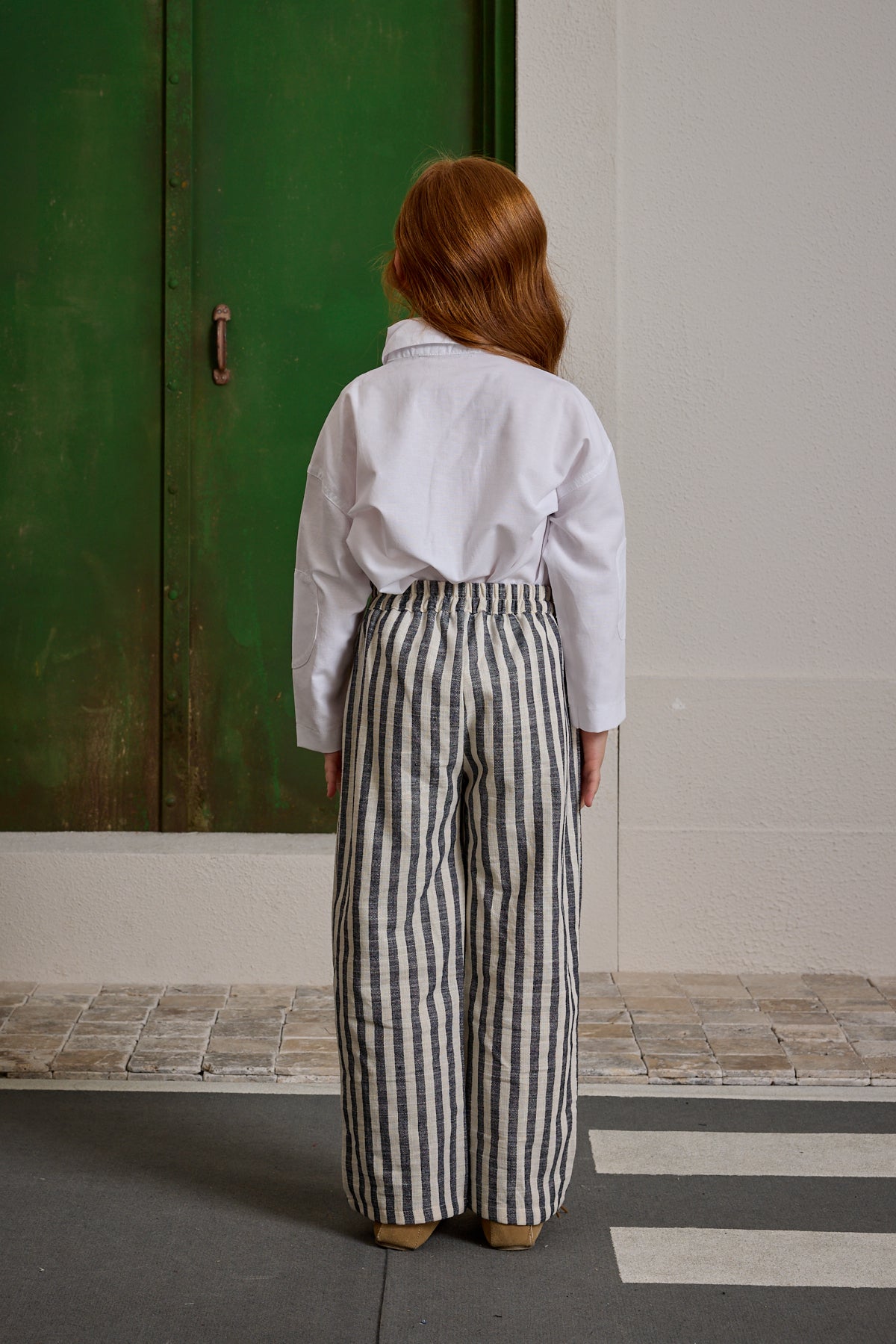 Çizgili Palazzo Pantolon Lacivert