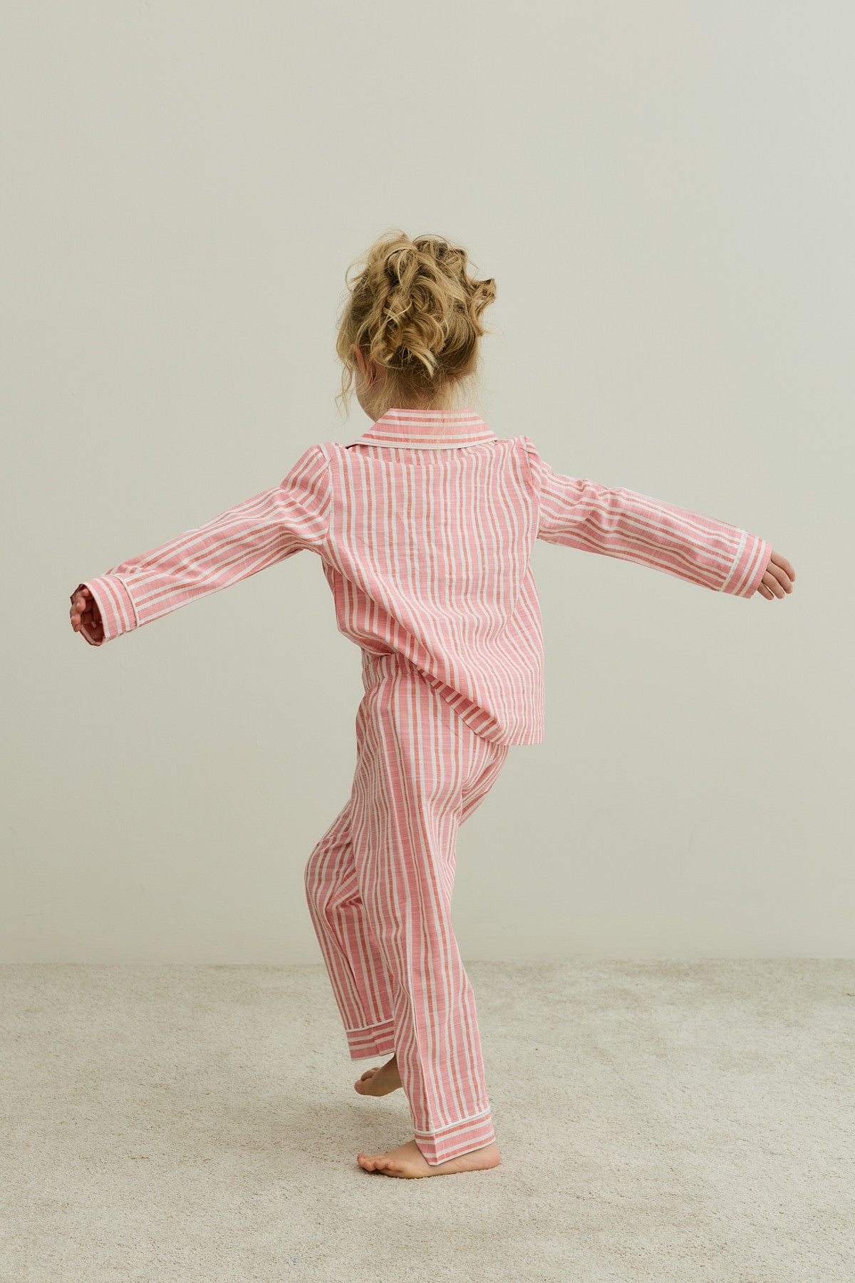 Çizgili Pamuk Pijama Takımı Kırmızı