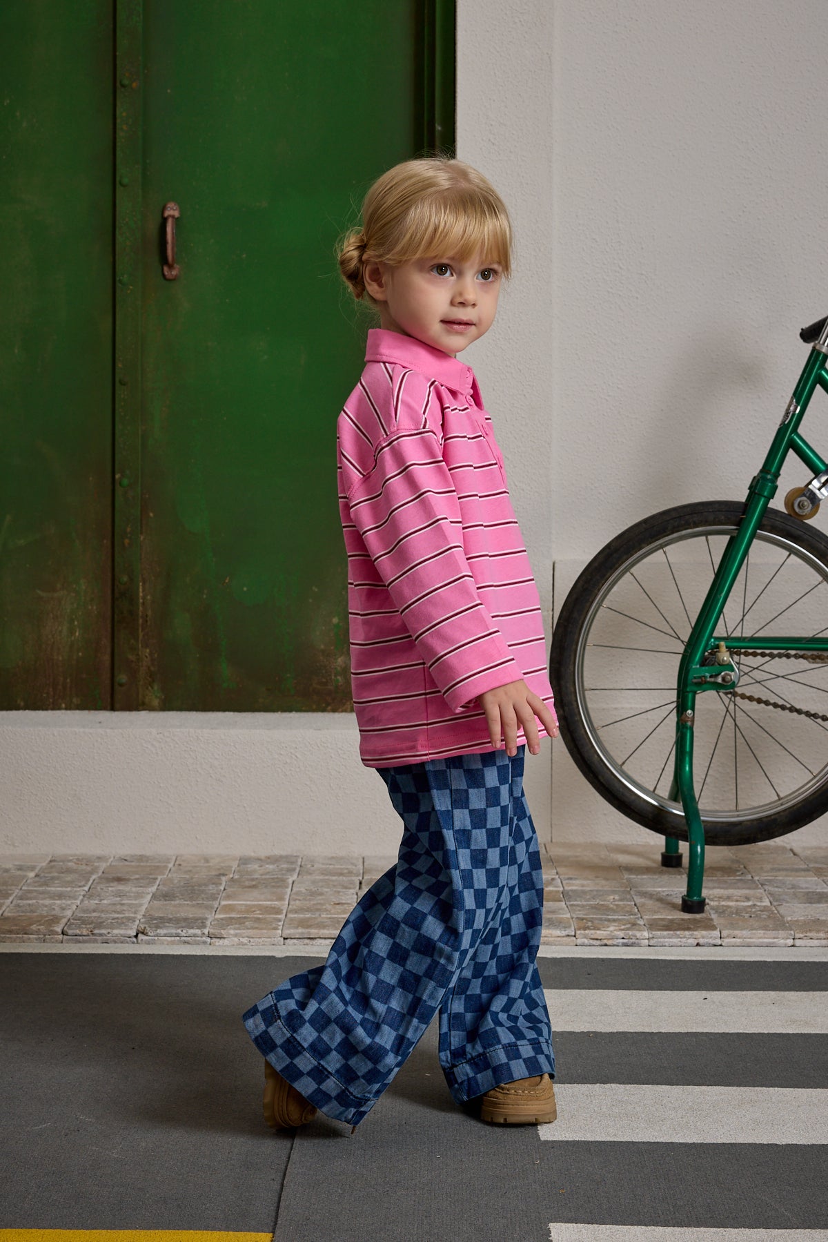 Çizgili Polo Yaka Pembe