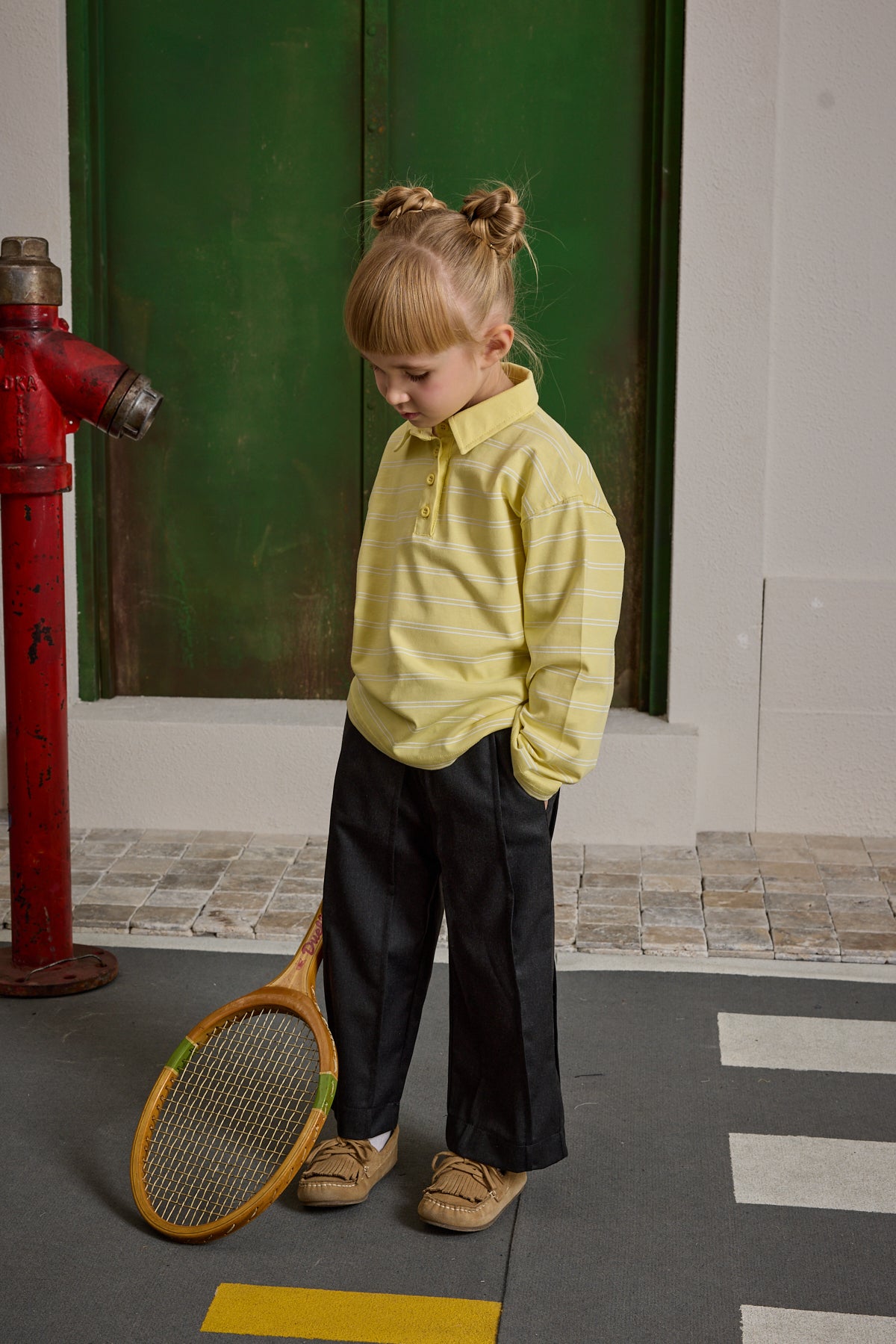 Çizgili Polo Yaka Sarı