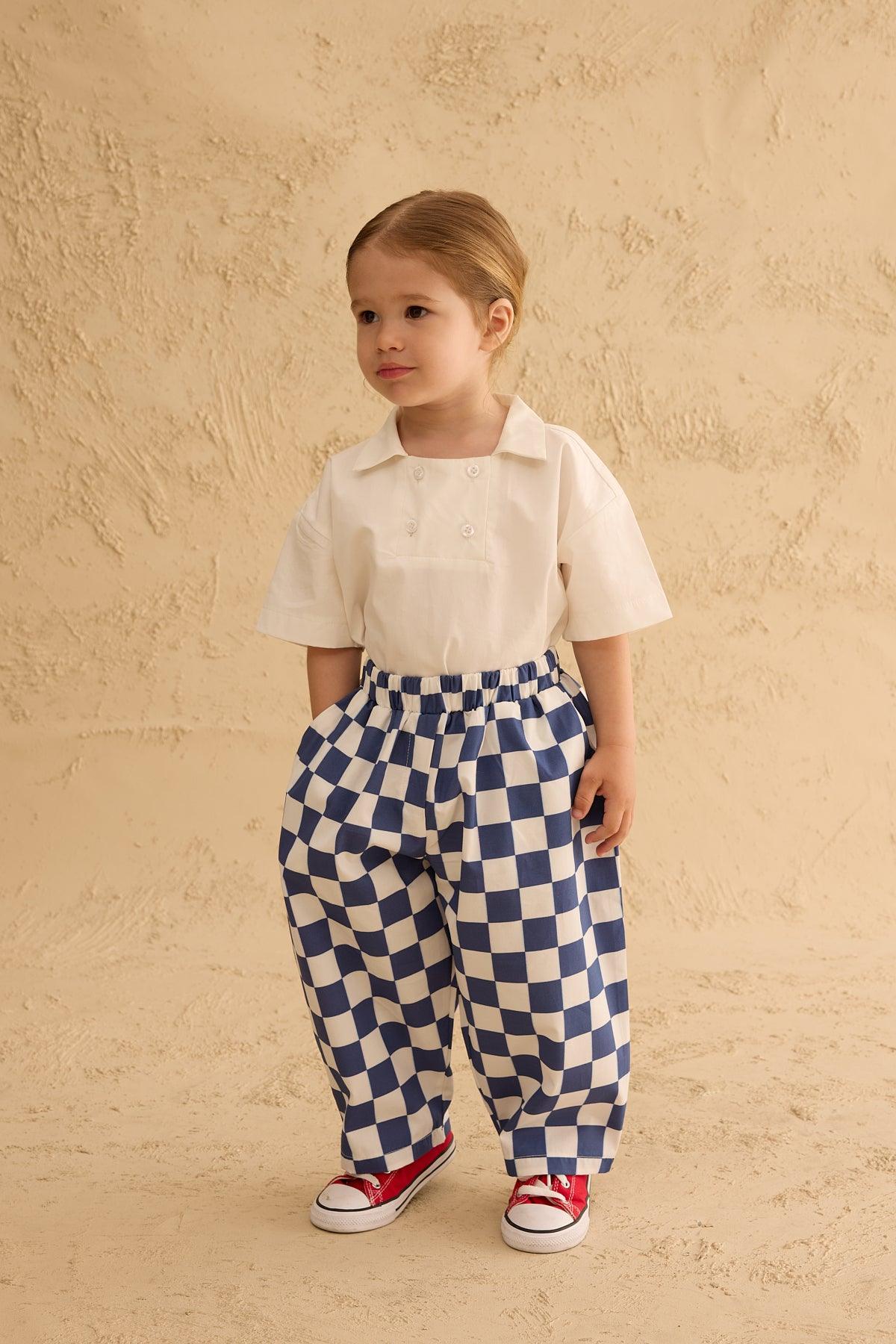 Dama Desen Baggy Pantolon Lacivert