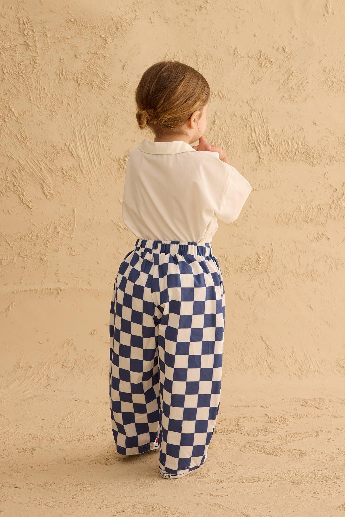 Dama Desen Baggy Pantolon Lacivert