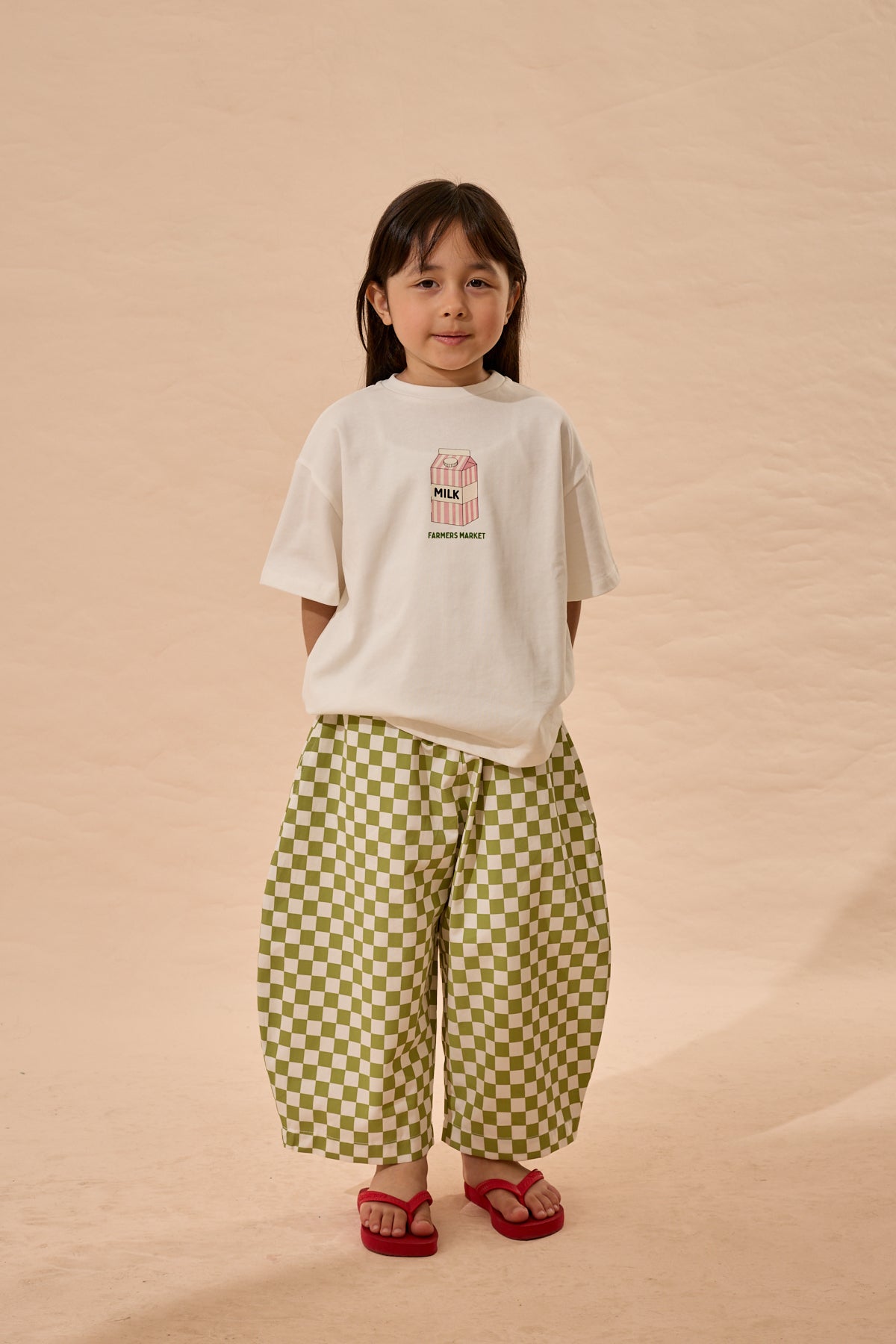 Damalı Barrel Pantolon Yeşil
