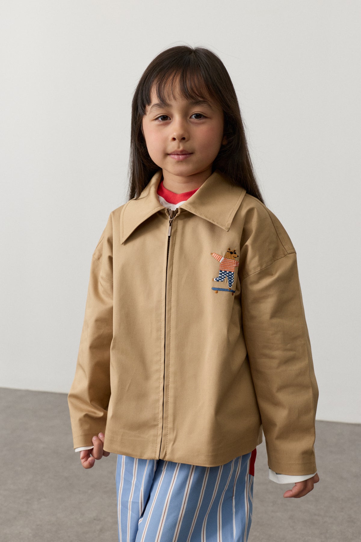 Fermuarlı Basic Ceket Camel