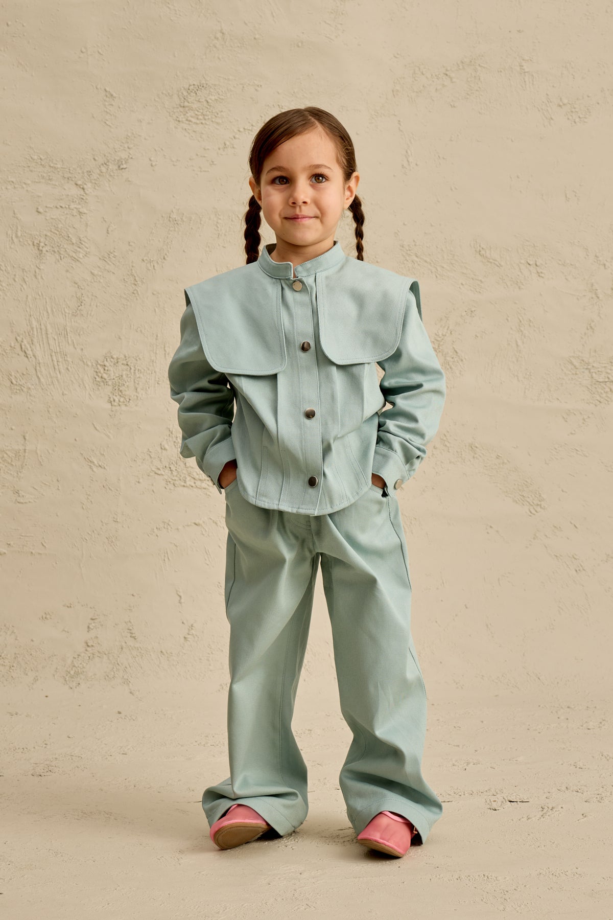 Geniş Yakalı Ceket Takım Mint