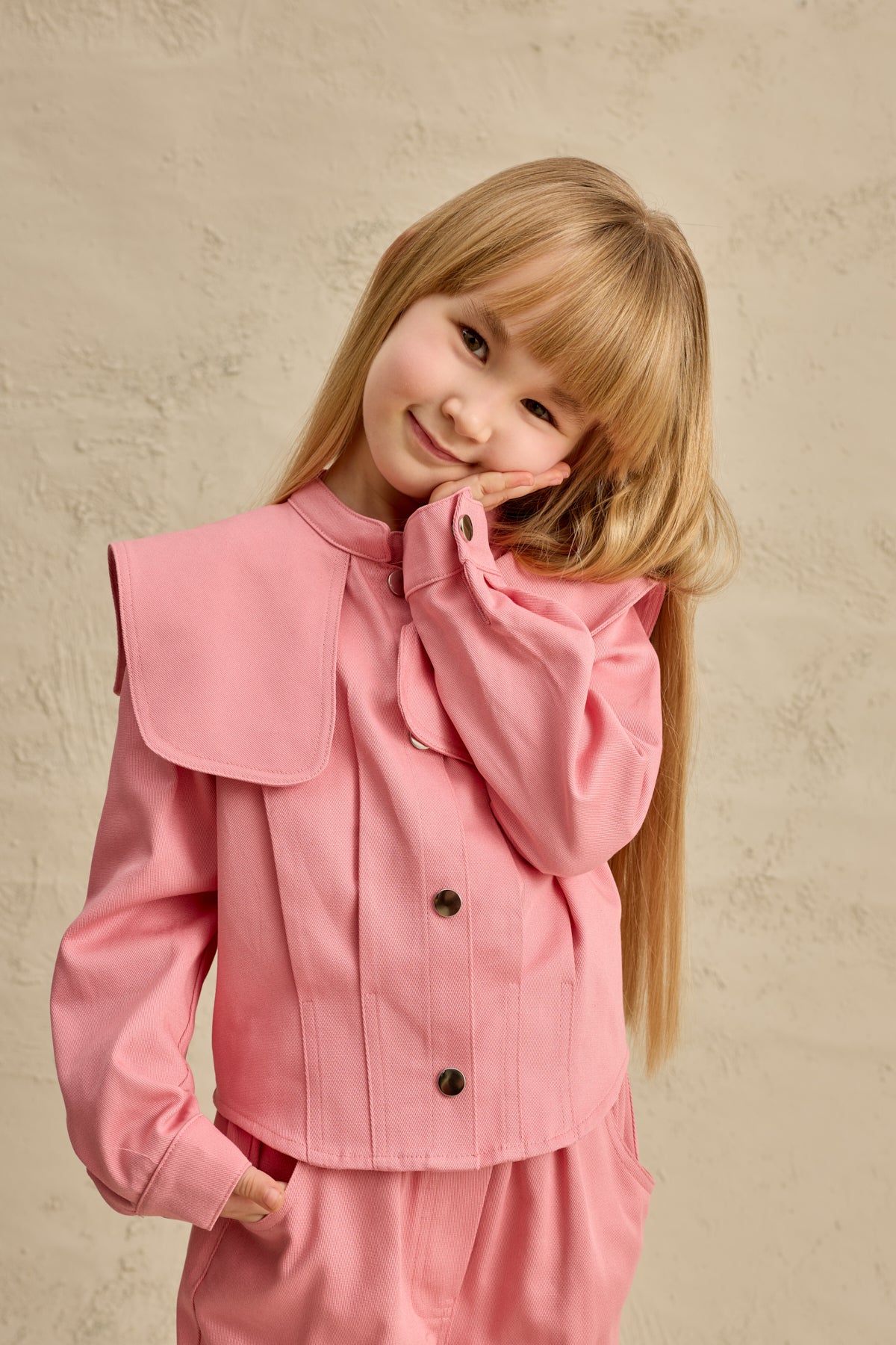 Geniş Yakalı Ceket Takım Pembe