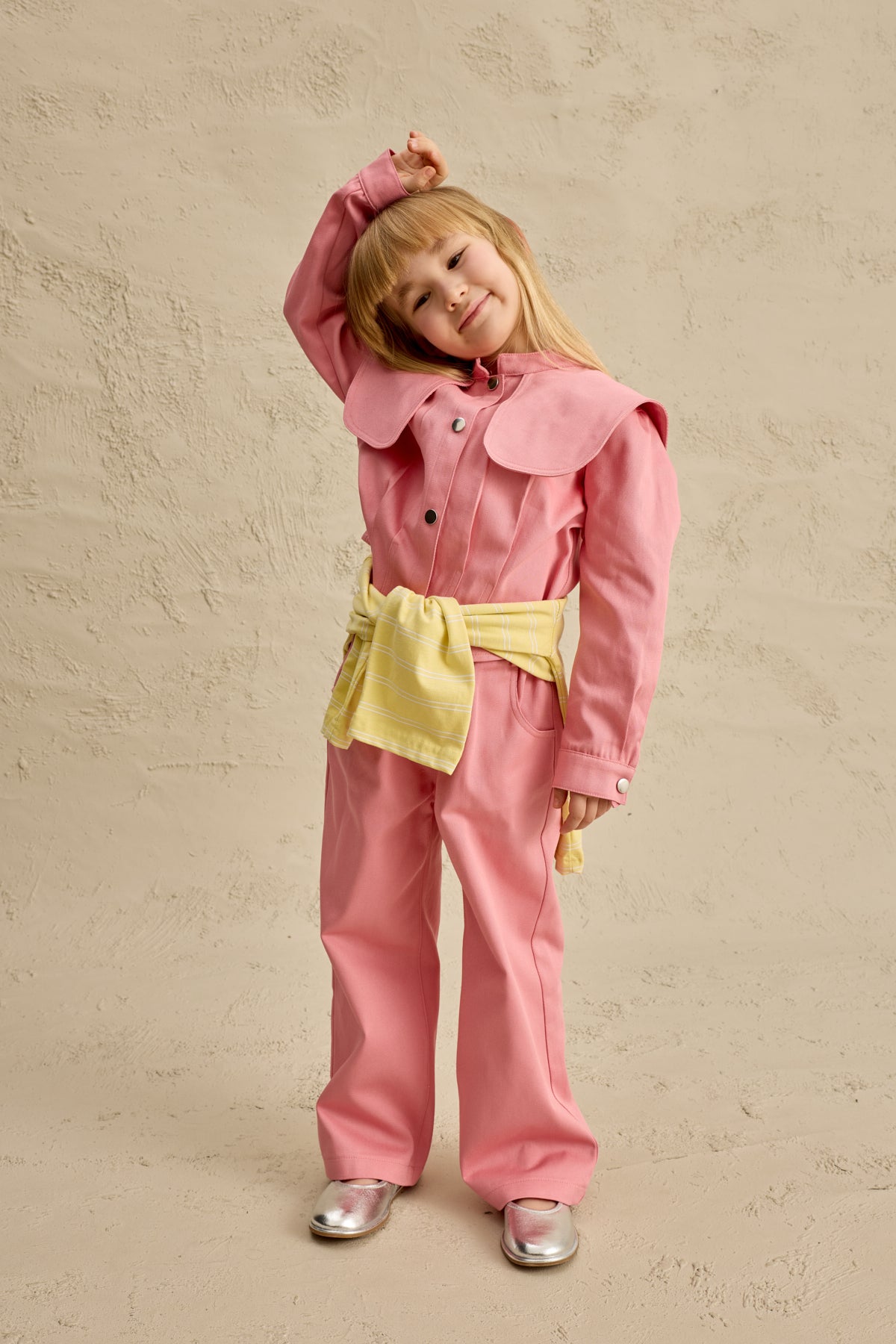 Geniş Yakalı Ceket Takım Pembe