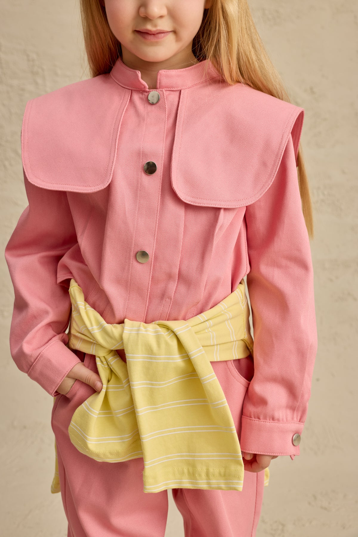 Geniş Yakalı Ceket Takım Pembe