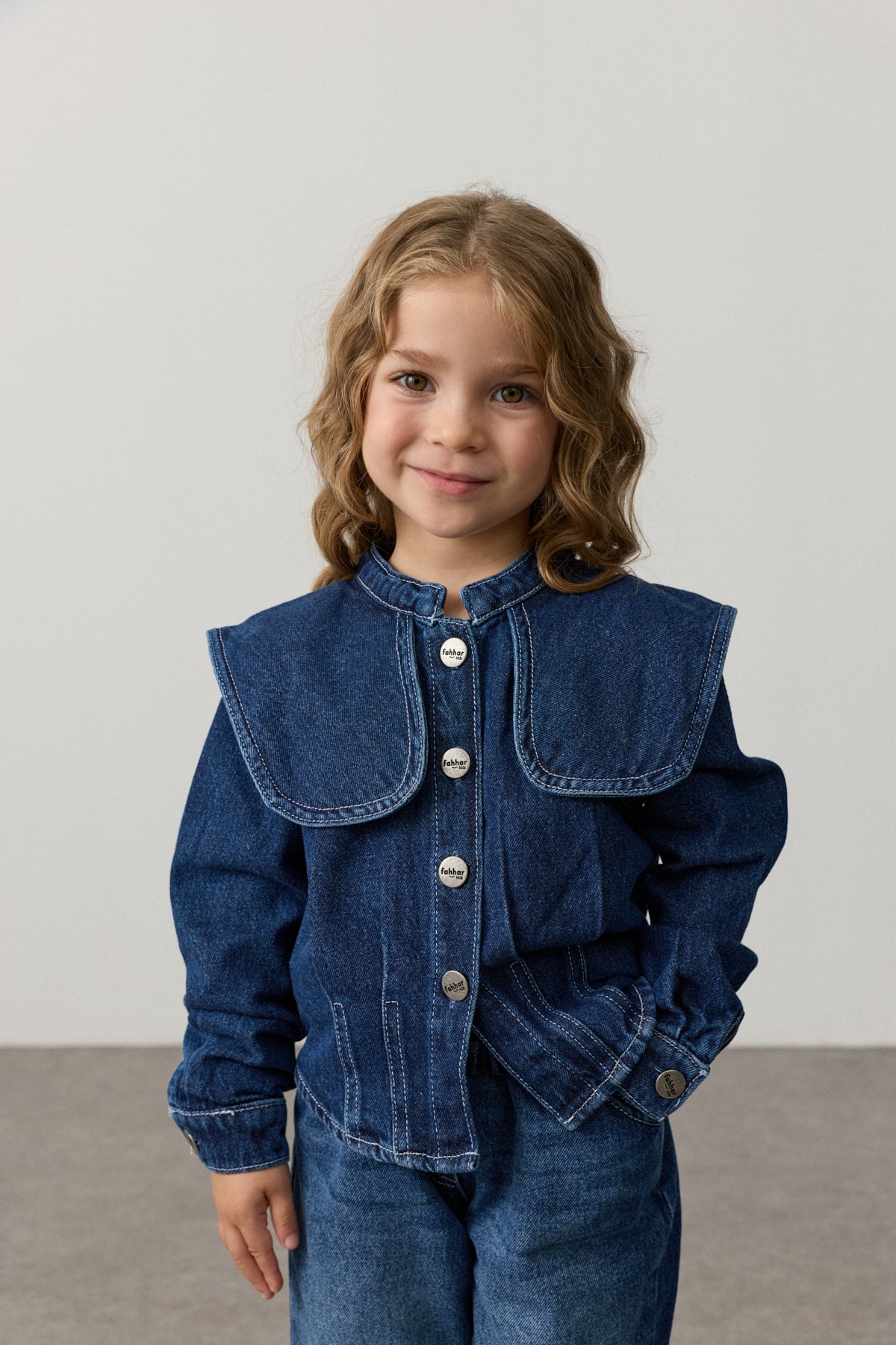 Geniş Yakalı Denim Takım Lacivert - Fahhar Kids